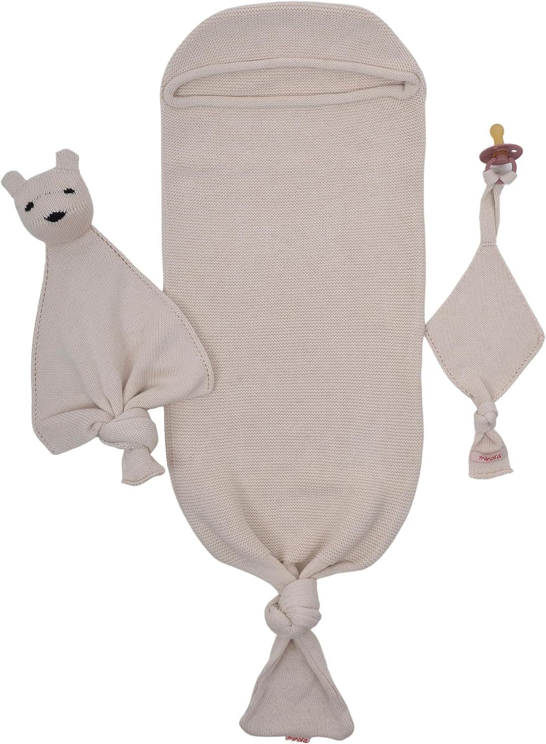 Babydecke Minora Baby Strickwaren Cocoon-Tedy Swaddle Set, 0-8 Monate, Mino günstig online kaufen