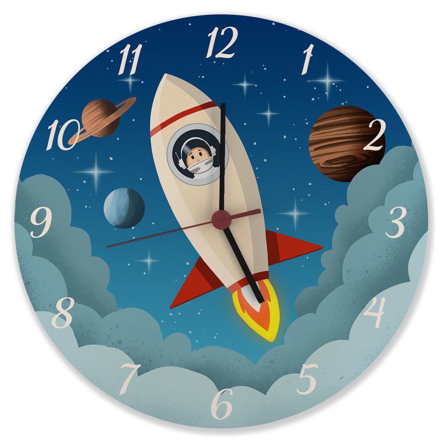 speecheese Wanduhr Rakete im Weltall Wanduhr günstig online kaufen