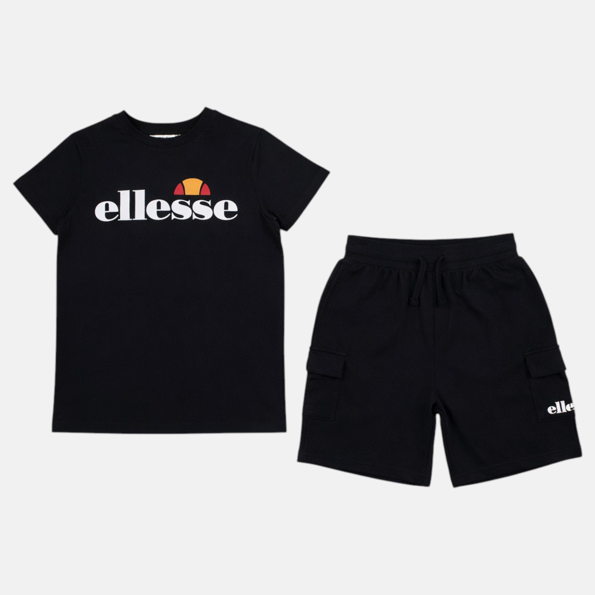 Ellesse T-Shirt & Shorts ellesse Jungen Sportanzug 2-Teiler T-Shirt & Cargo-Shorts Set (Set, Sport T-Shirt + Kurze Hose Cargoshorts mit Taschen) Jungen Sommerset Sportanzug Cargoshorts + T-Shirt