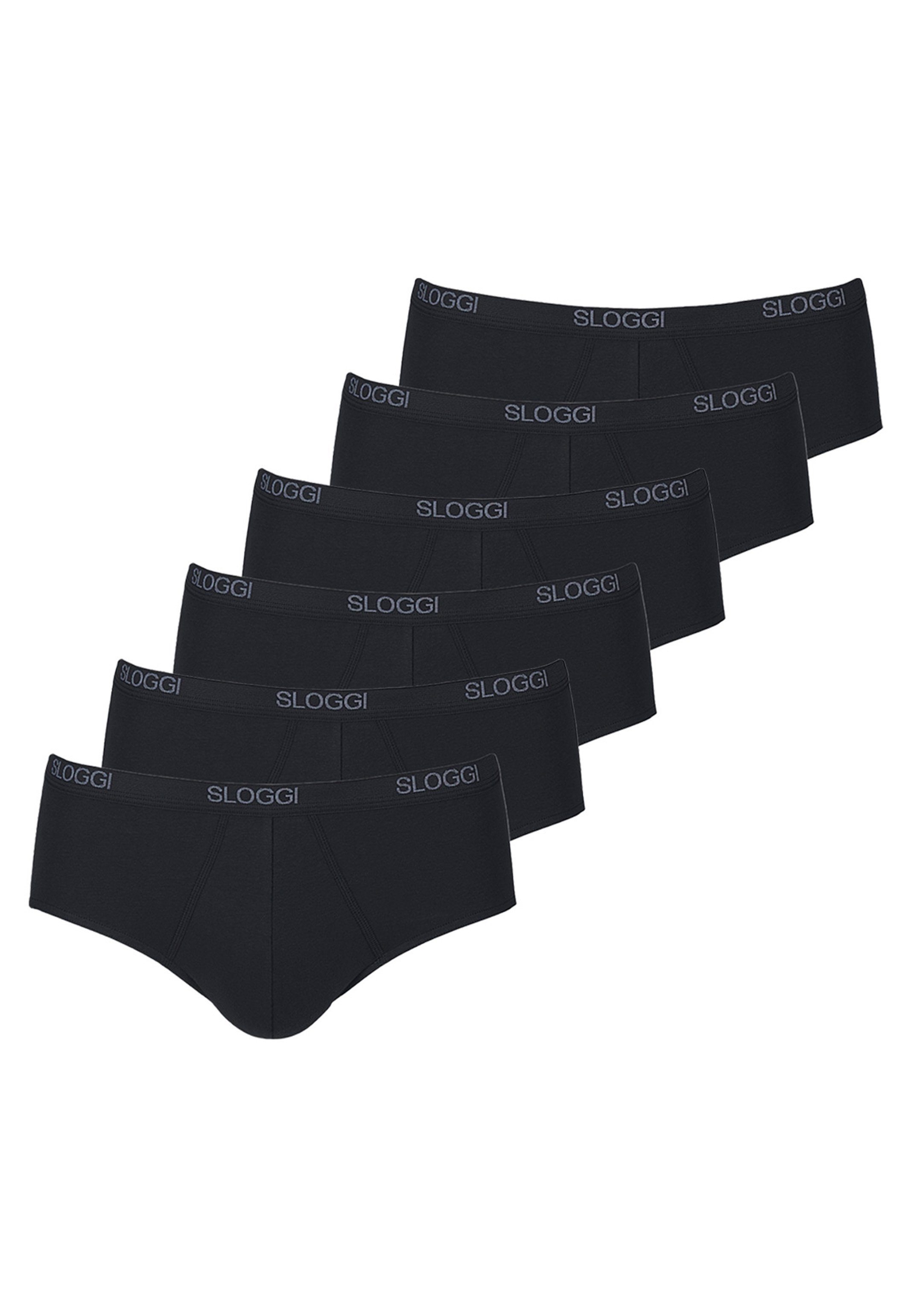 Eingriff Slip Unterhose Ohne / 6-St) (Spar-Set, Slip Midi Baumwolle Schwarz - - Basic 6er - Pack Sloggi