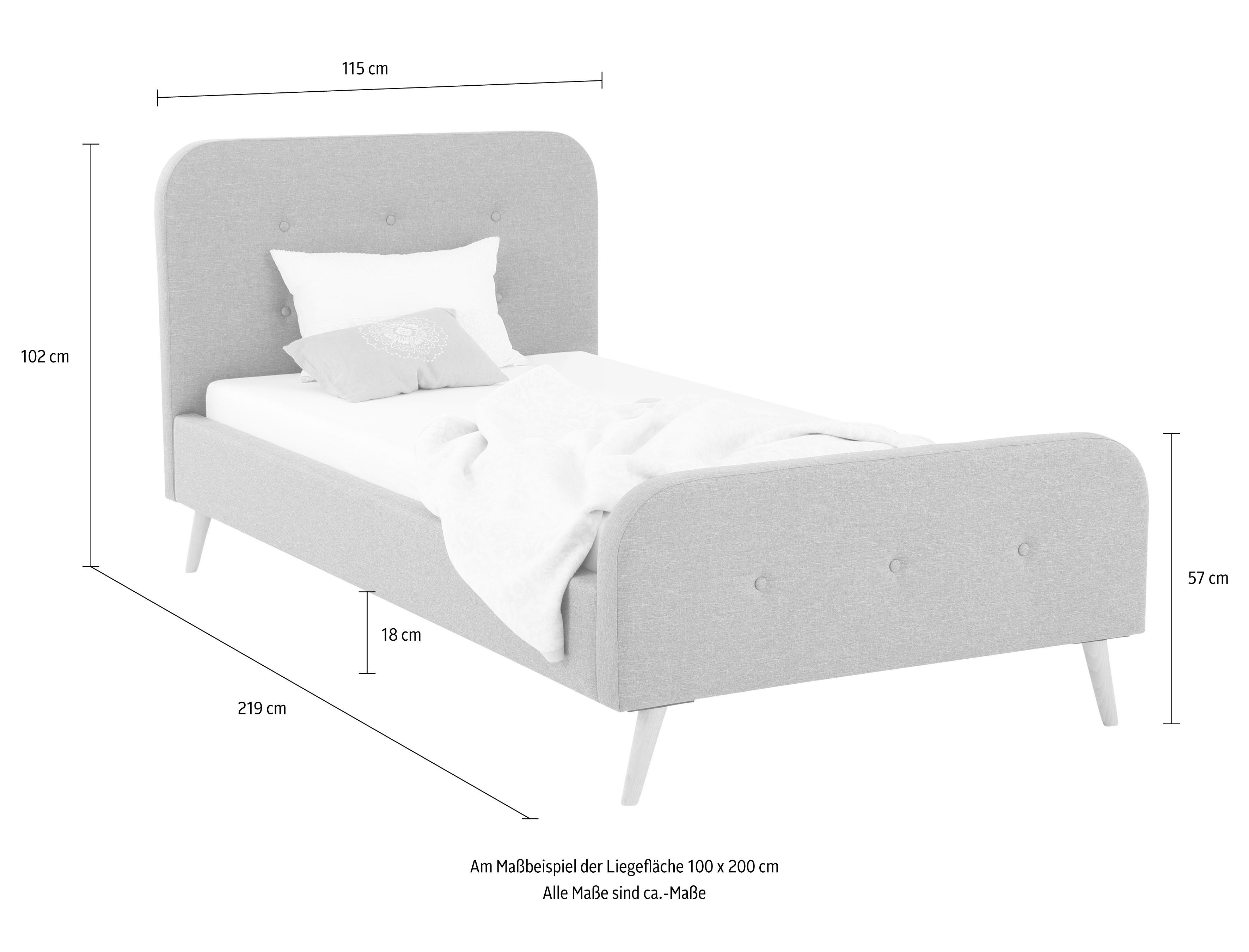Home affaire Polsterbett Amrum, mit aufwendiger Knopfleiste am gepolstertem Kopf-und Fußteil
