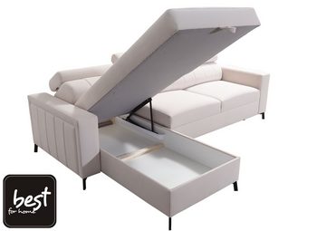 Best for Home Ecksofa BETH I MINI mit Schlaffunktion und Stauraum für Bettzeug, für das moderne Wohnzimmer