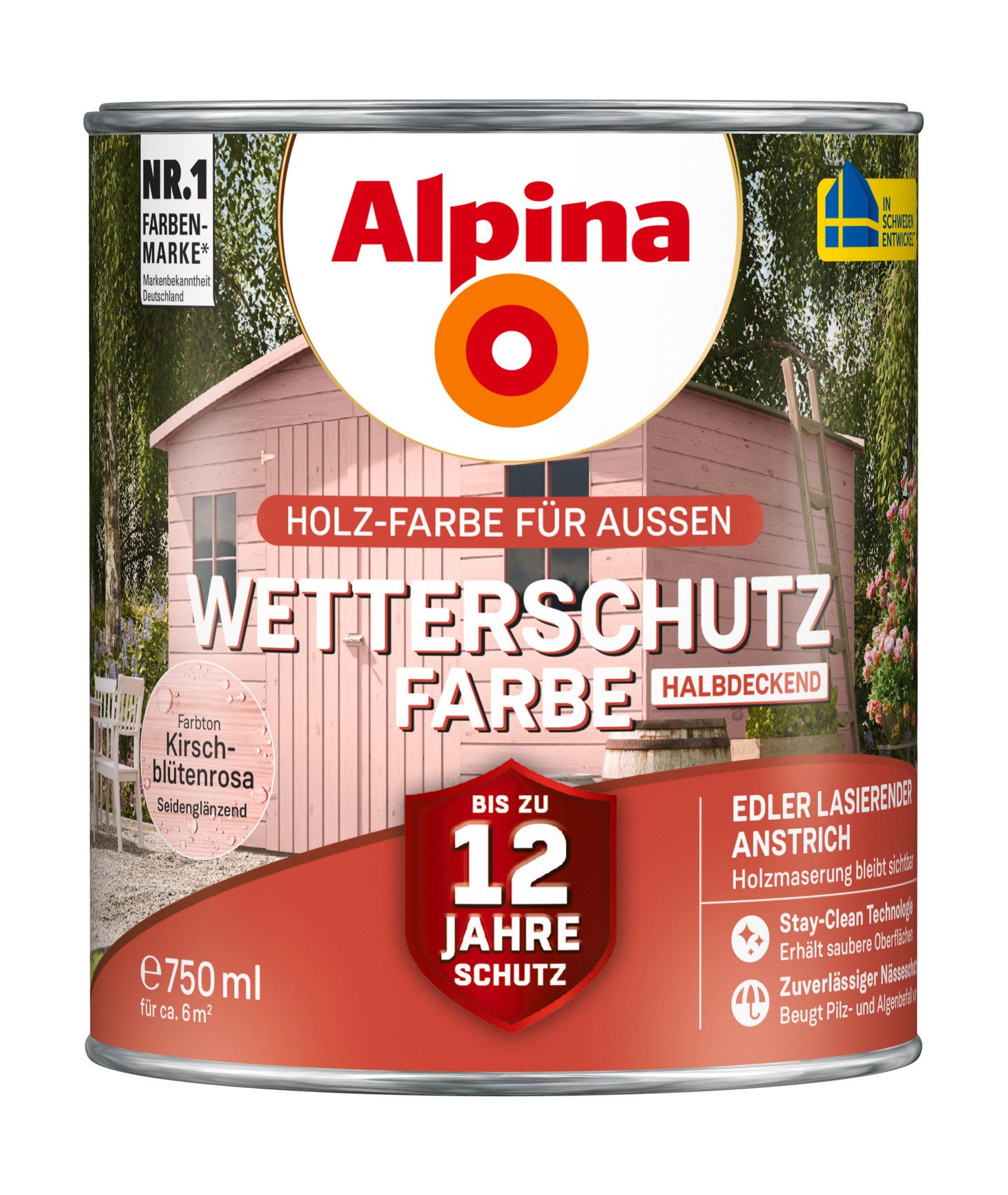 Alpina Holzschutzlasur Alpina Wetterschutz-Farbe halbdeckend seidenmatt