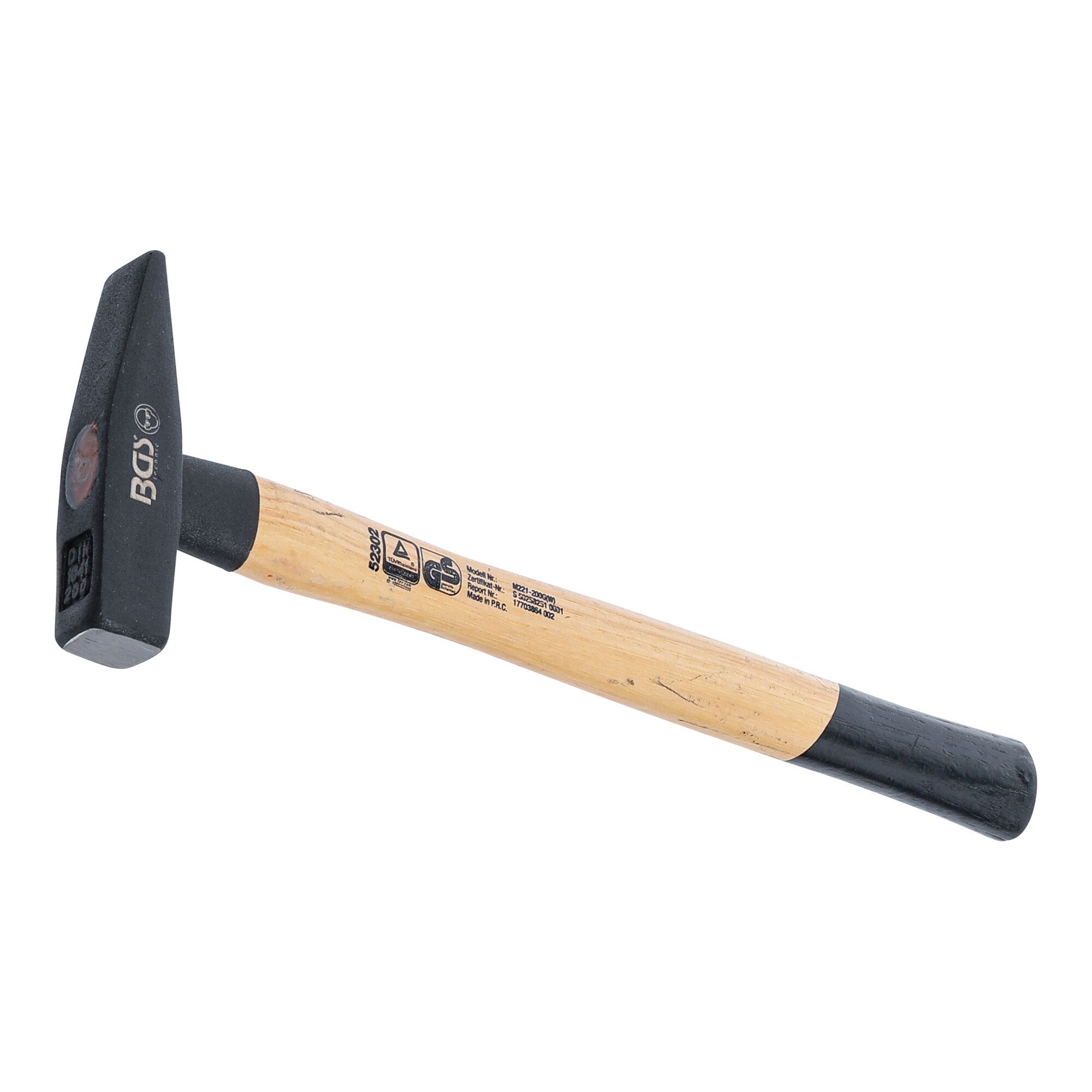 BGS technic Hammer BGS Schlosserhammer 52302, Hickory-Stiel, DIN 1041, 200 g