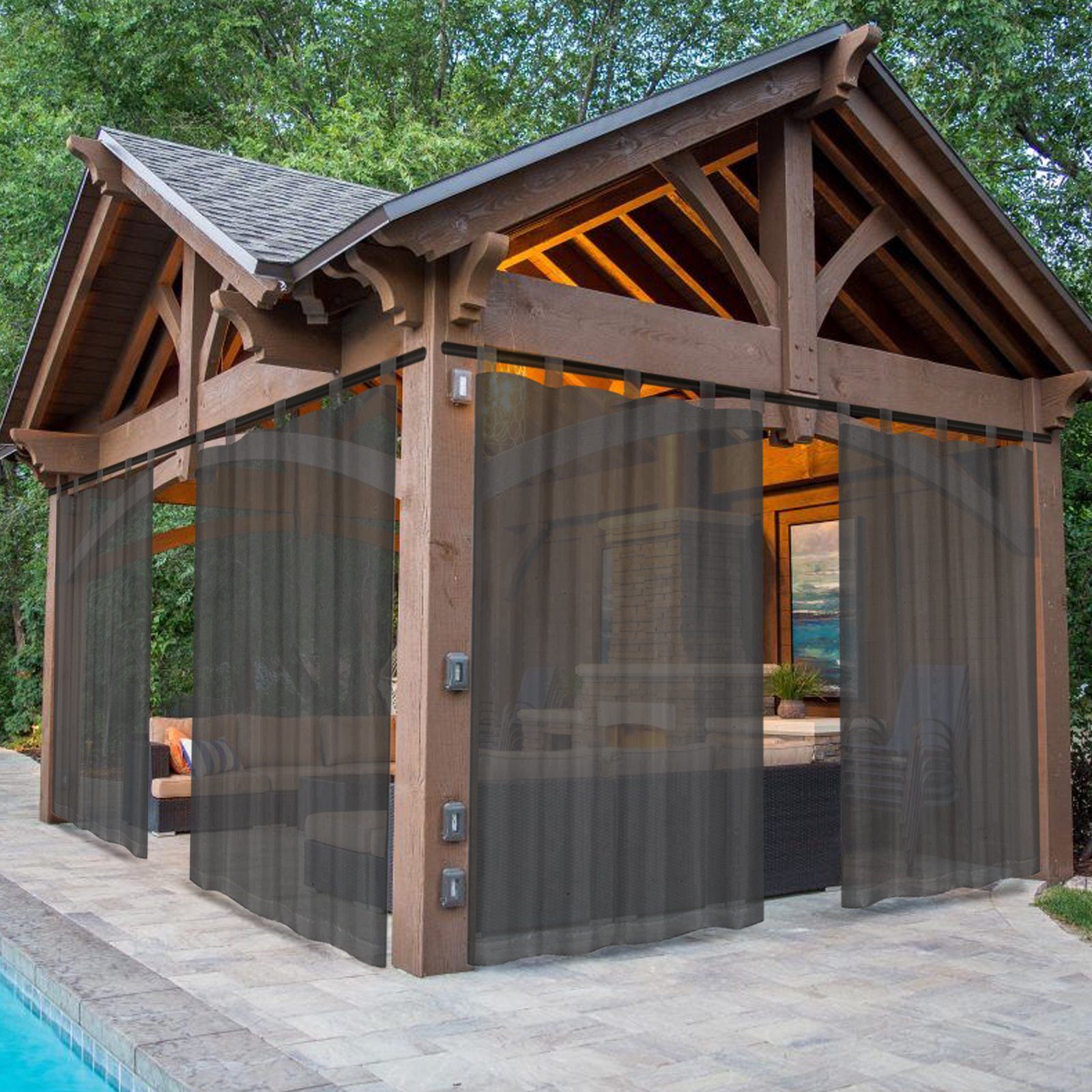 Qelus Outdoorgardine Wasserdicht Outdoorvorhänge,Sonnenschutz balkon Gardin günstig online kaufen