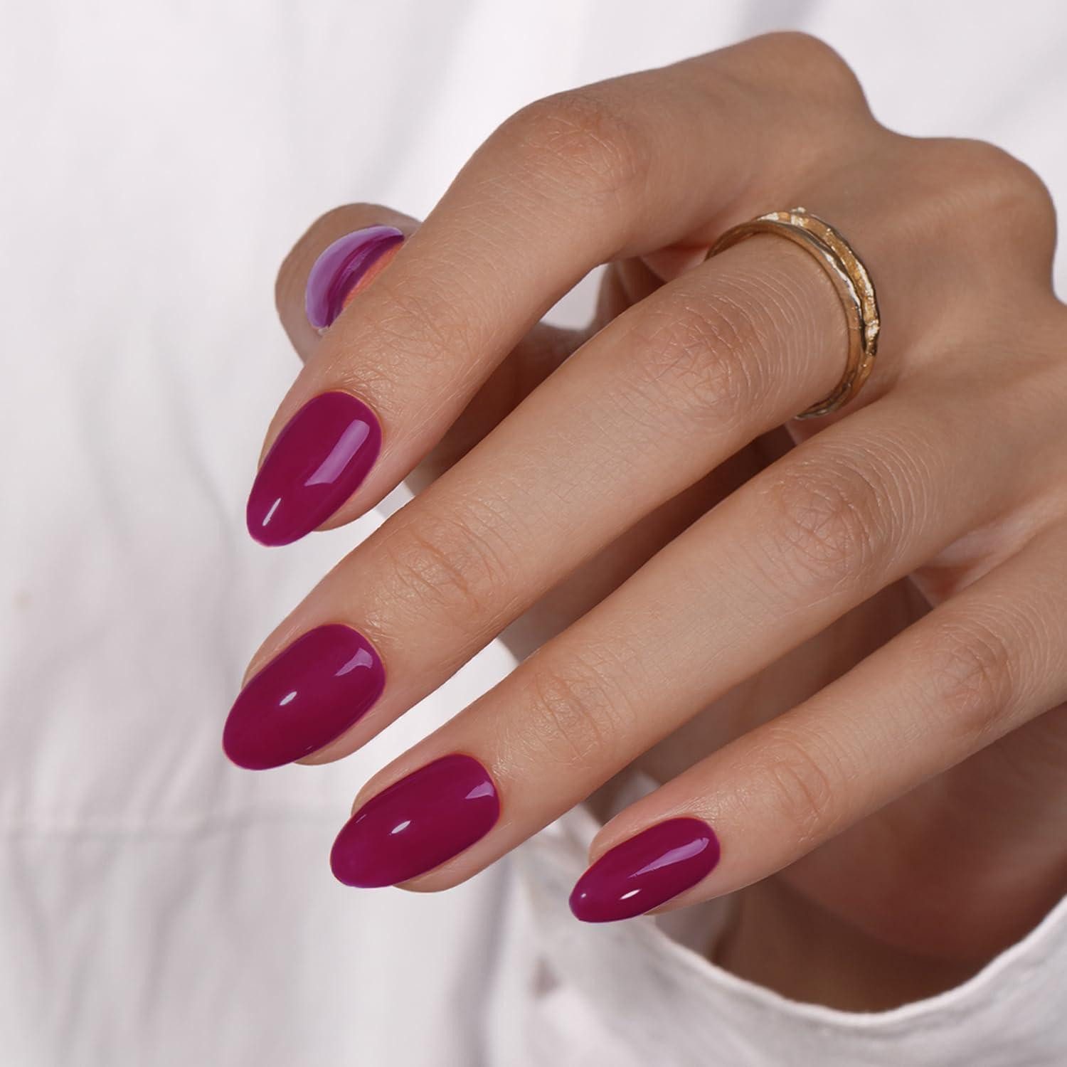 LuxusKollektion Kunstfingernägel Künstliche Nägel Press On Kurz Rund Gel Violett 24 Stück Beere