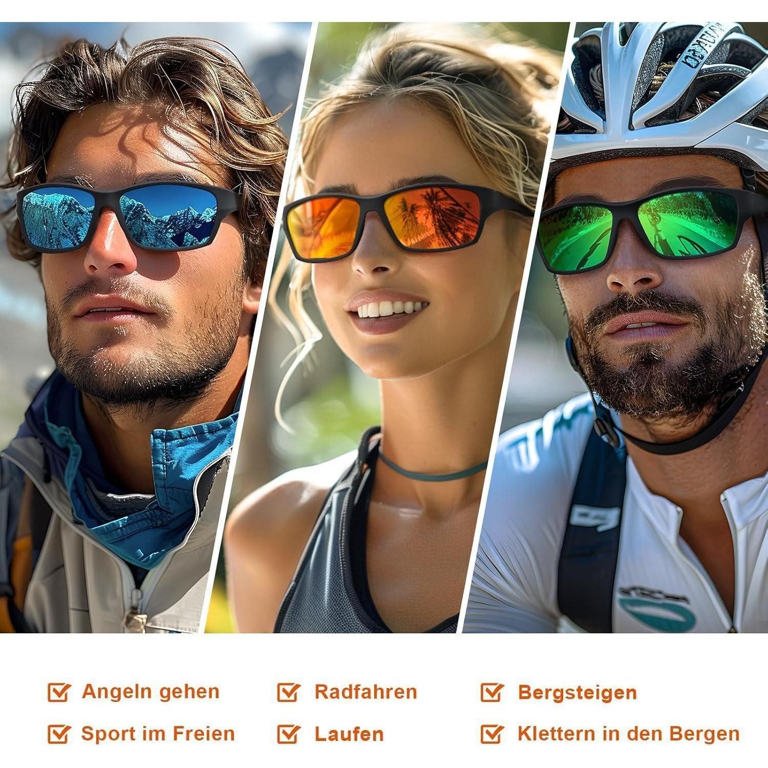 LuxusKollektion Monoscheibensonnenbrille Sportbrille Herren Damen Polarisierte UV400 Fahrrad Angeln Weiß Rot