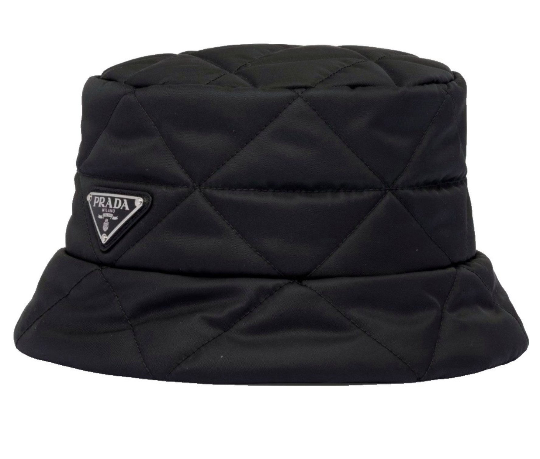 PRADA Fischerhut Triangle Logo Bucket Re-Nylon Fisherman Material: Recyceltes Nylon - Gesteppt- Plaque