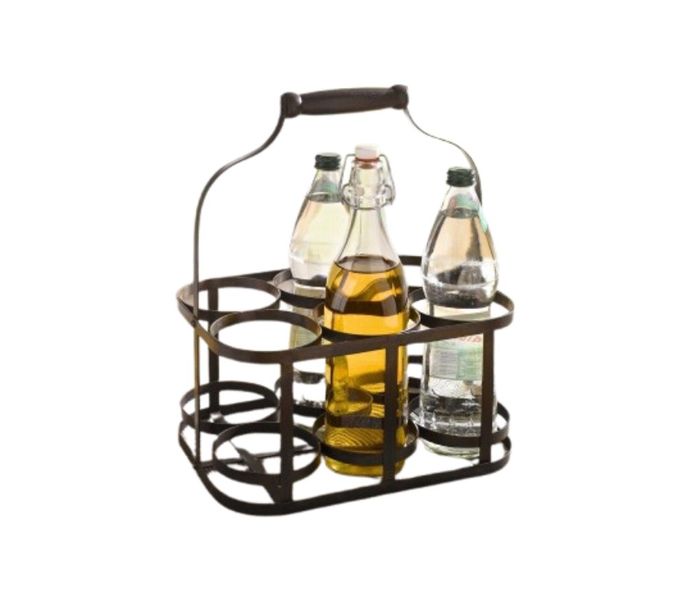 Home-trends24.de Flaschenhalter Flaschenkorb Metall Korb Flaschenhalter Flaschenträger Transportkorb