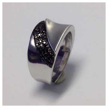Edelschmiede925 Silberring Silberring 925 rhod mit schwarzen Zirkonias Ringgröße56