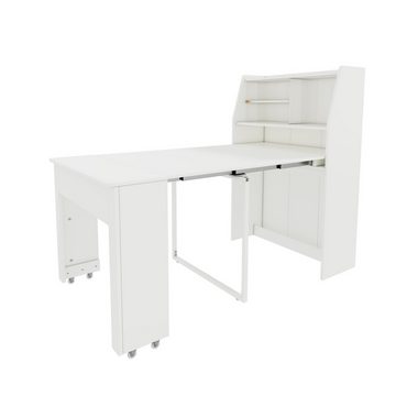 NMonet Esstisch Coffee Lounge Tisch, Multifunktions-Esstisch, mit Stauschrank, Ausziehbar 52-132,5 cm