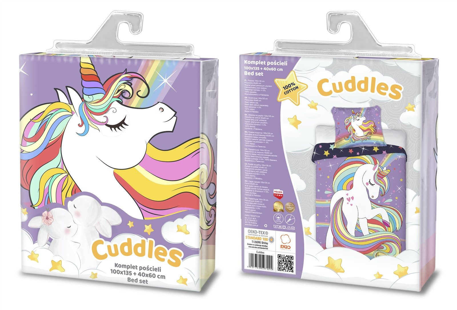 FARO pln Babybettwäsche Baby Bettwäsche mit verträumten Einhorn 100x135cm günstig online kaufen