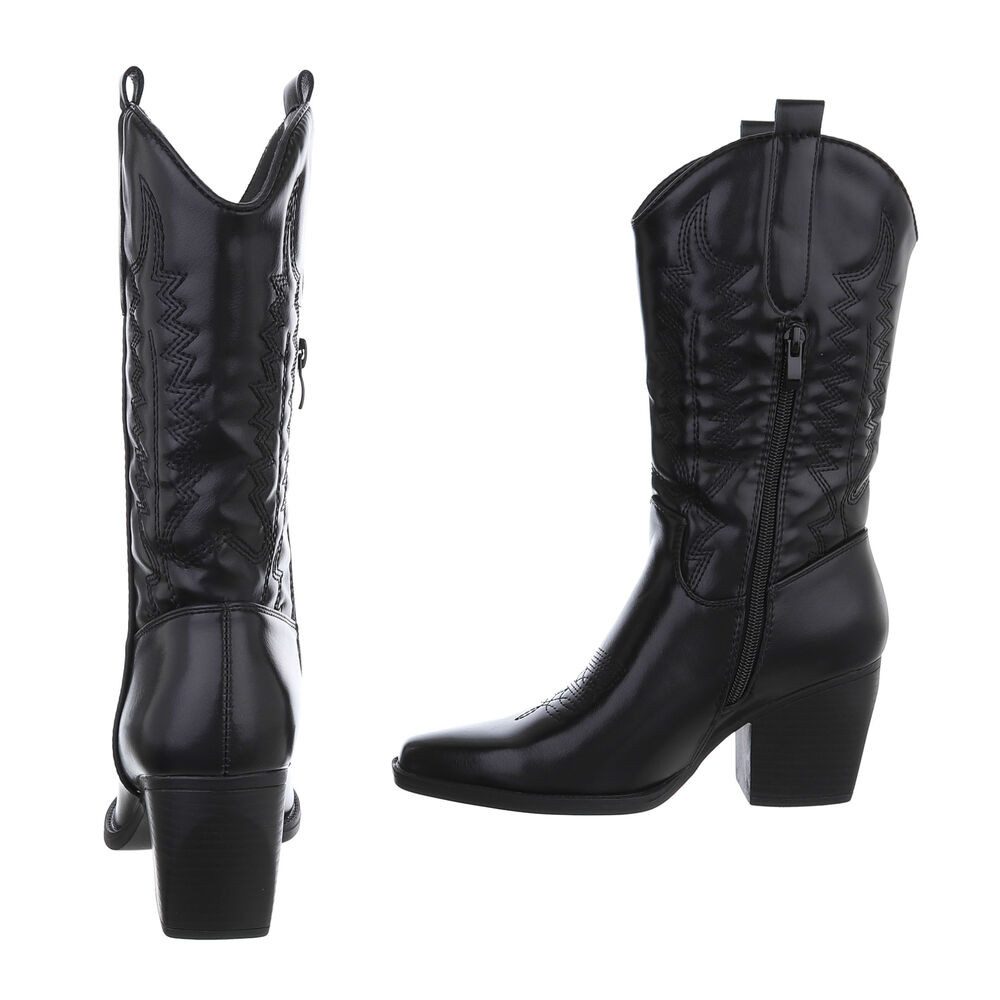 Ital-Design Damen Cowboyboots Western Westernstiefel (87379000) Blockabsatz Stiefel in Schwarz – Bild 5 von 5