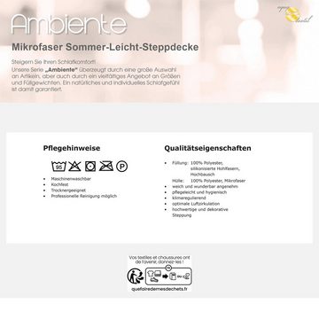 Bettdecke, Kopfkissen + Topper, Ambiente Mikrofaser Sommer Leicht Steppdecke 140x200cm, aqua-textil