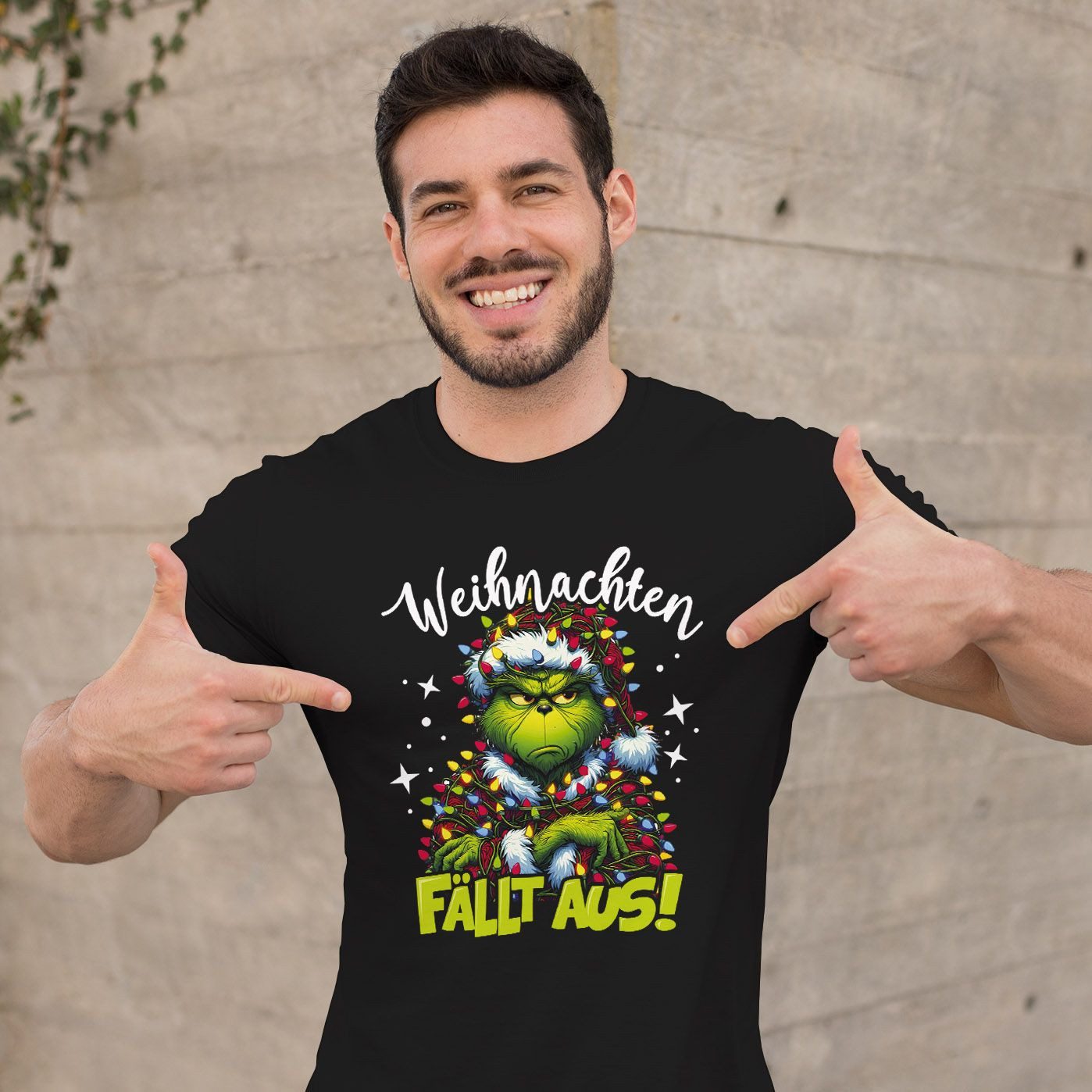 MoonWorks Print-Shirt Herren T-Shirt Weihnachten fällt aus Weihnachtsshirt Grinch mit Print