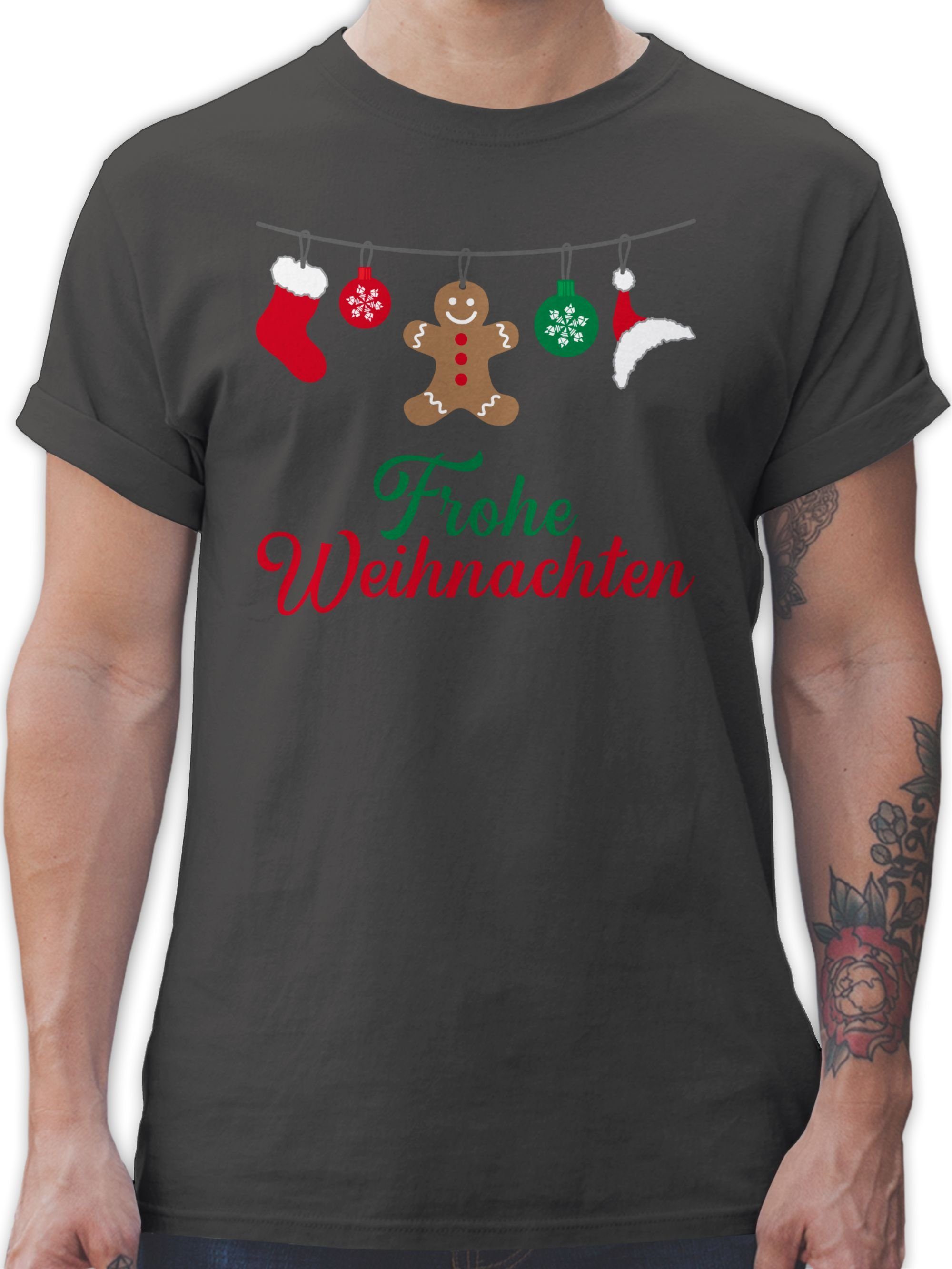Shirtracer T-Shirt Frohe Weihnachten Weihachten Kleidung 3 Dunkelgrau