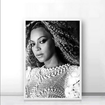 TPFLiving Kunstdruck (OHNE RAHMEN) Poster - Leinwand - Wandbild, Beyoncé - Kunstdrucke der Sängerin und Schauspielerin (Leinwand Wohnzimmer, Leinwand Bilder, Kunstdruck), Farben: Schwarz-weiß - Größe 13x18cm