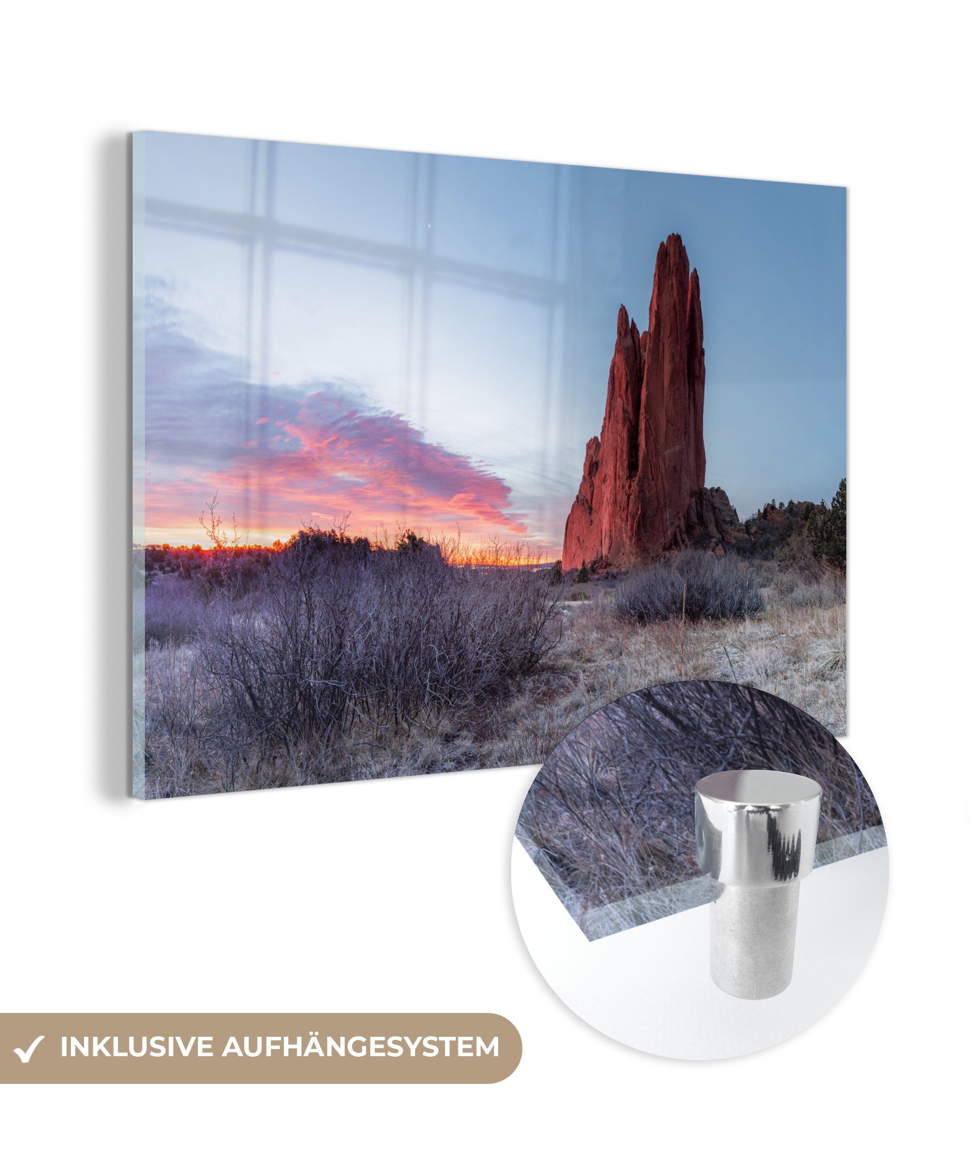 MuchoWow Acrylglasbild Park - Steine - Wohnzimmer Acrylglasbilder Amerika Colorado (1 - - & St), Schlafzimmer Horizont