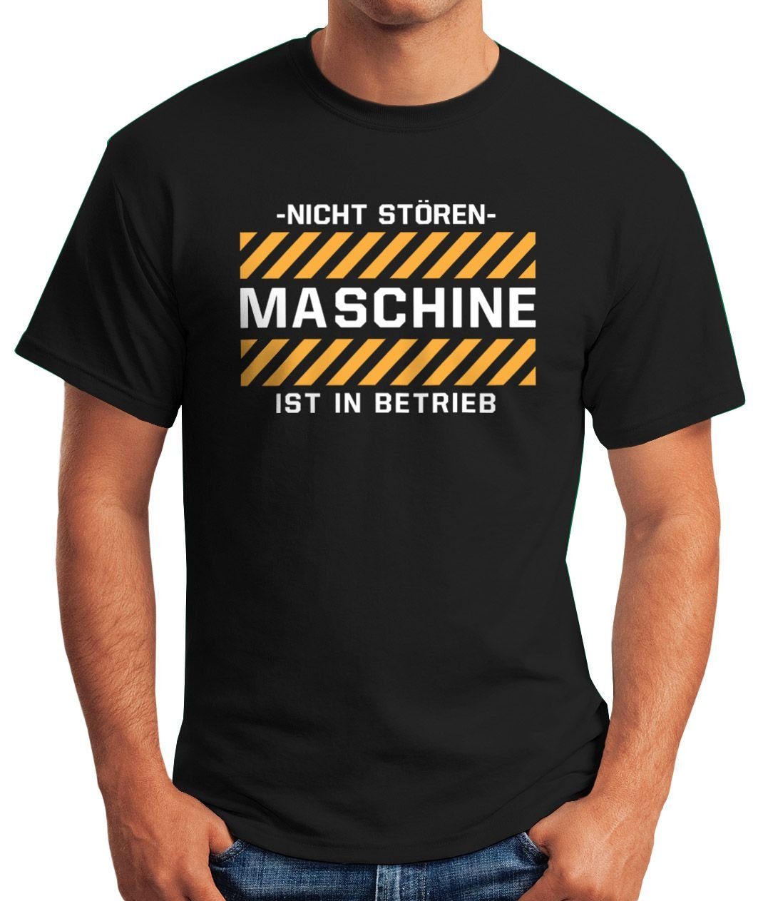 Maschine MoonWorks Print-Shirt -Nicht T-Shirt stören- mit Moonworks® Betrieb Spruch ist Fun-Shirt in lustiges Herren Print