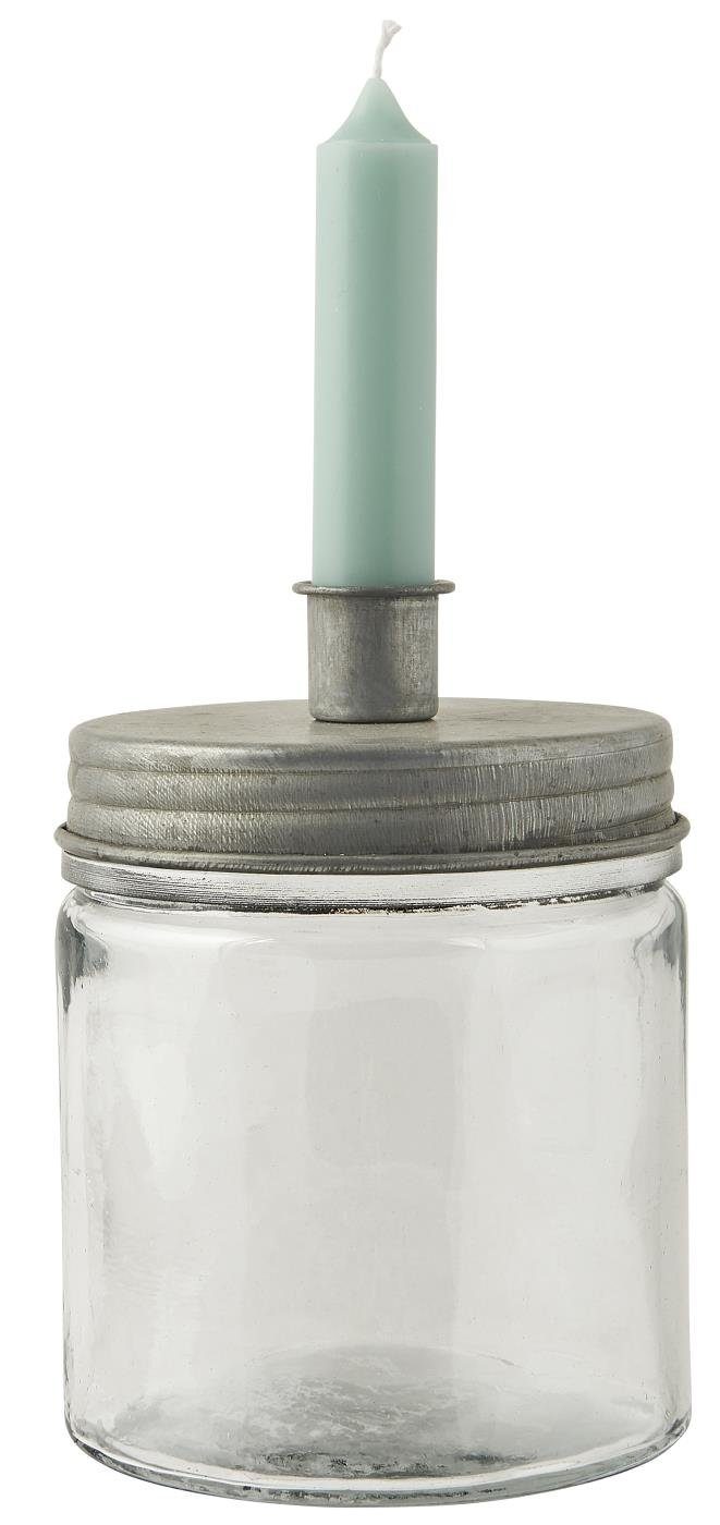 Stabkerze silber Laursen für Tischkerzenhalter Kerzenhalter Metalldeckel transparent mit Ib Ib Silberfarben. Laursen