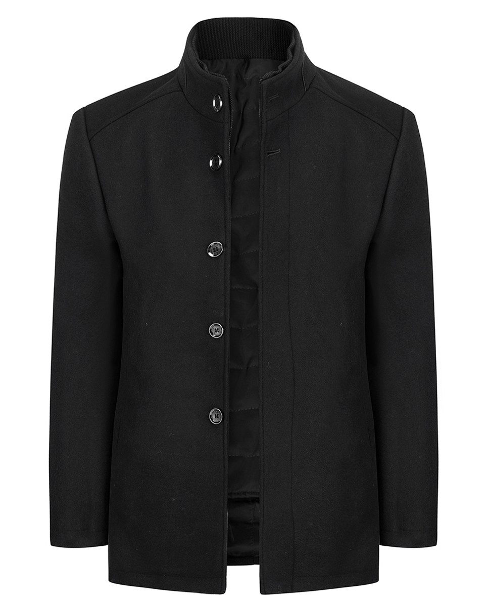 Allthemen Kurzmantel mit abnehmbarer dicker Weste Herren Wintermantel kurze Wolljacke