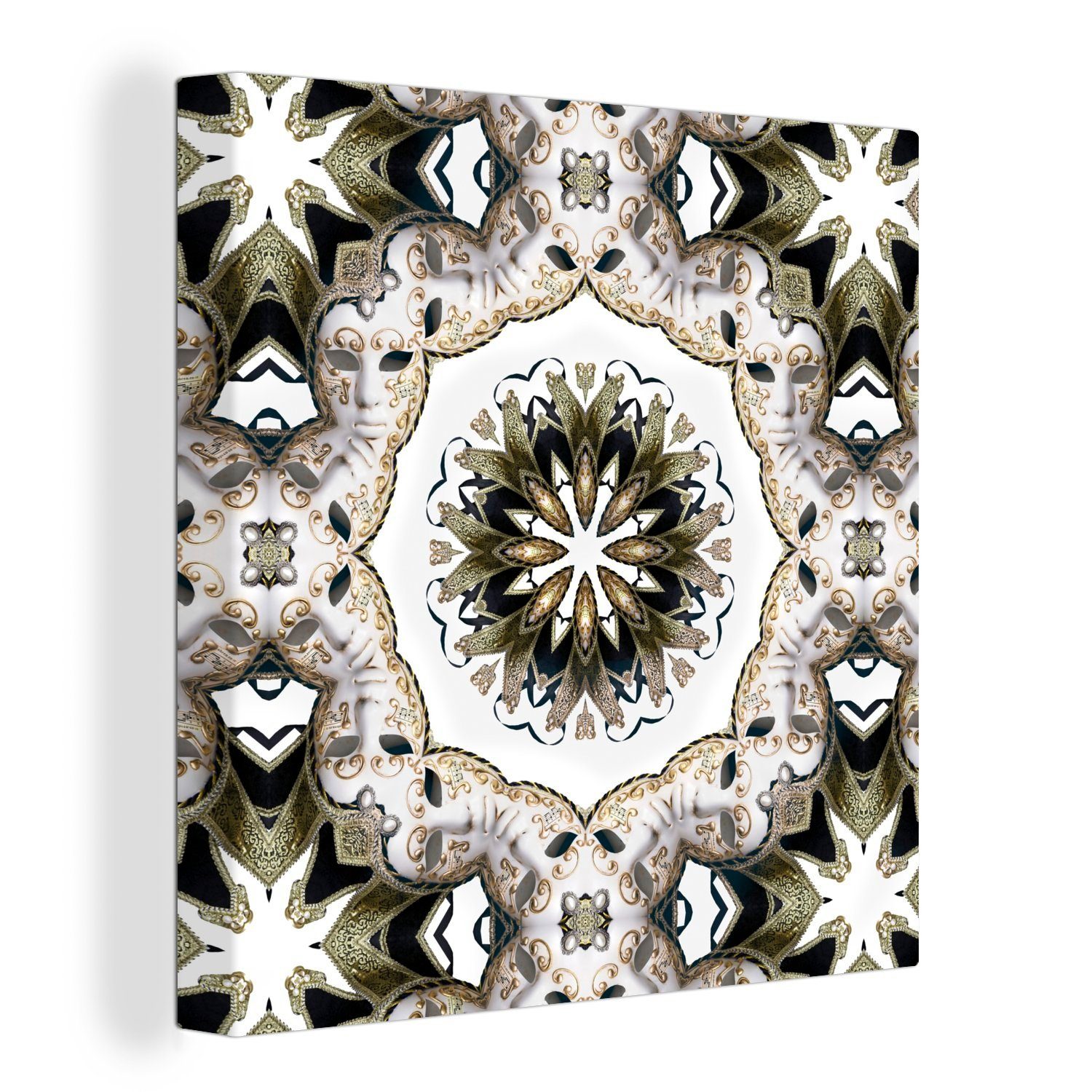 OneMillionCanvasses® Leinwandbild Schwarzes und weißes Mandala, (1 St), Leinwand Bilder für Wohnzimmer Schlafzimmer