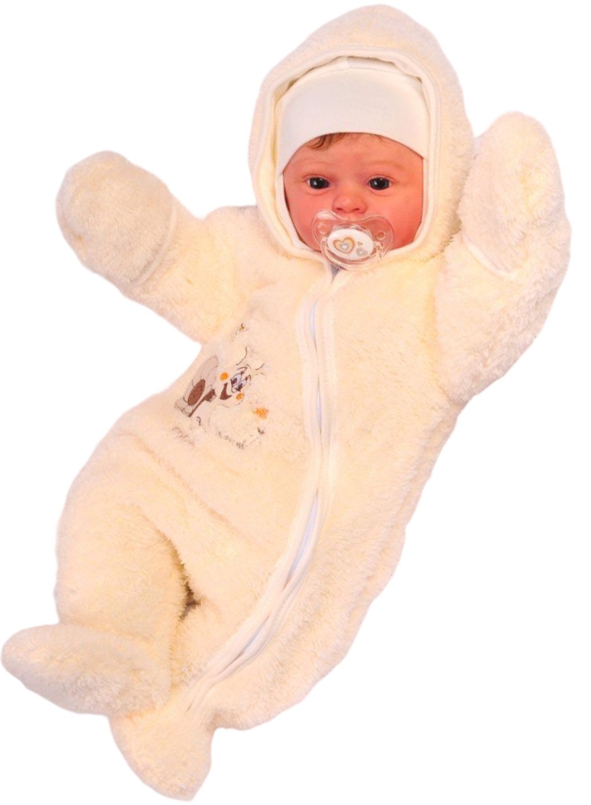 La Bortini Overall Baby Overall Wagenanzug mit Kapuze kuschelig warm, weich, 44 50 56 612 68 74