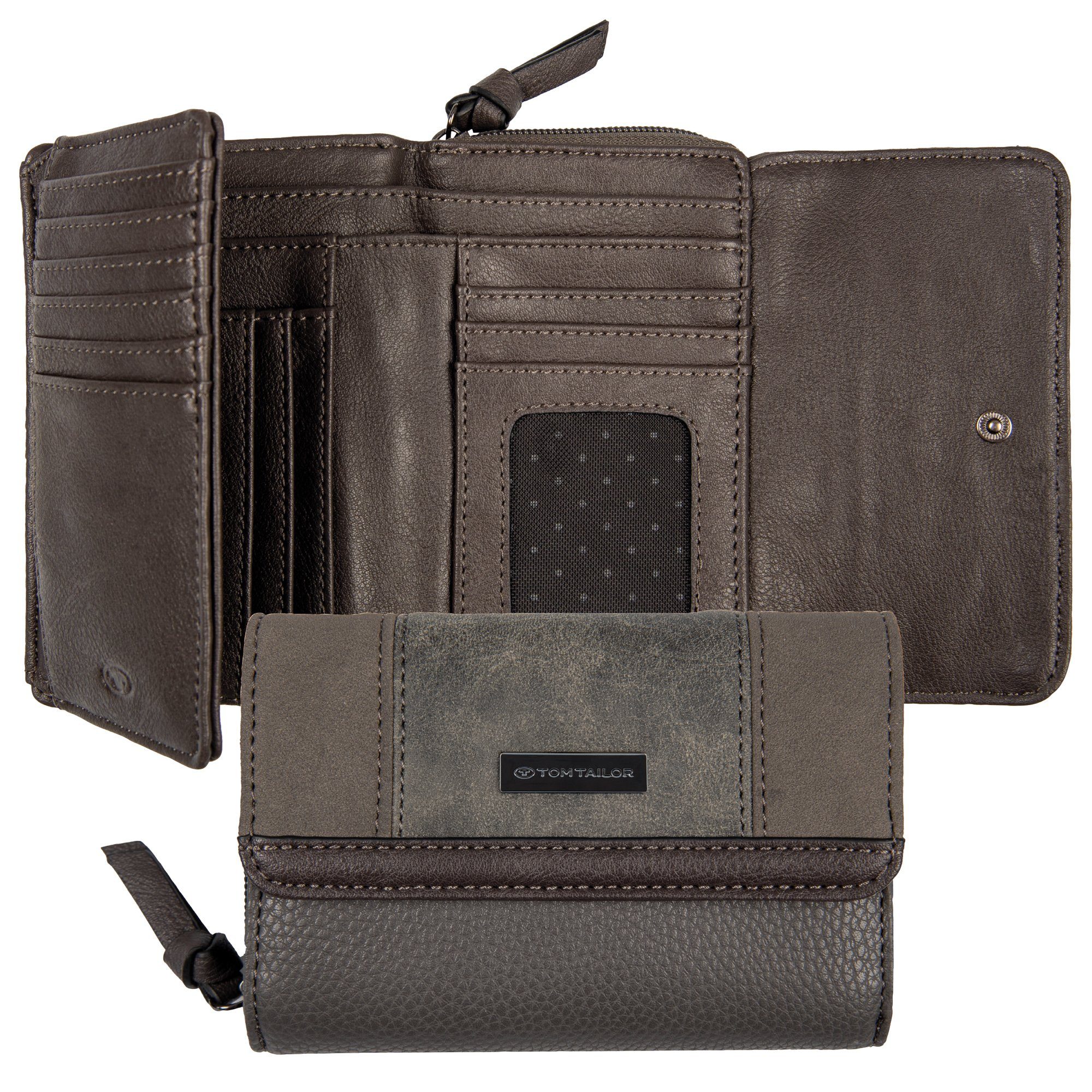 TOM TAILOR Geldbörse Juna, aus soft genarbtem ledrigen Material mit glänzenden Metall-Accessoires