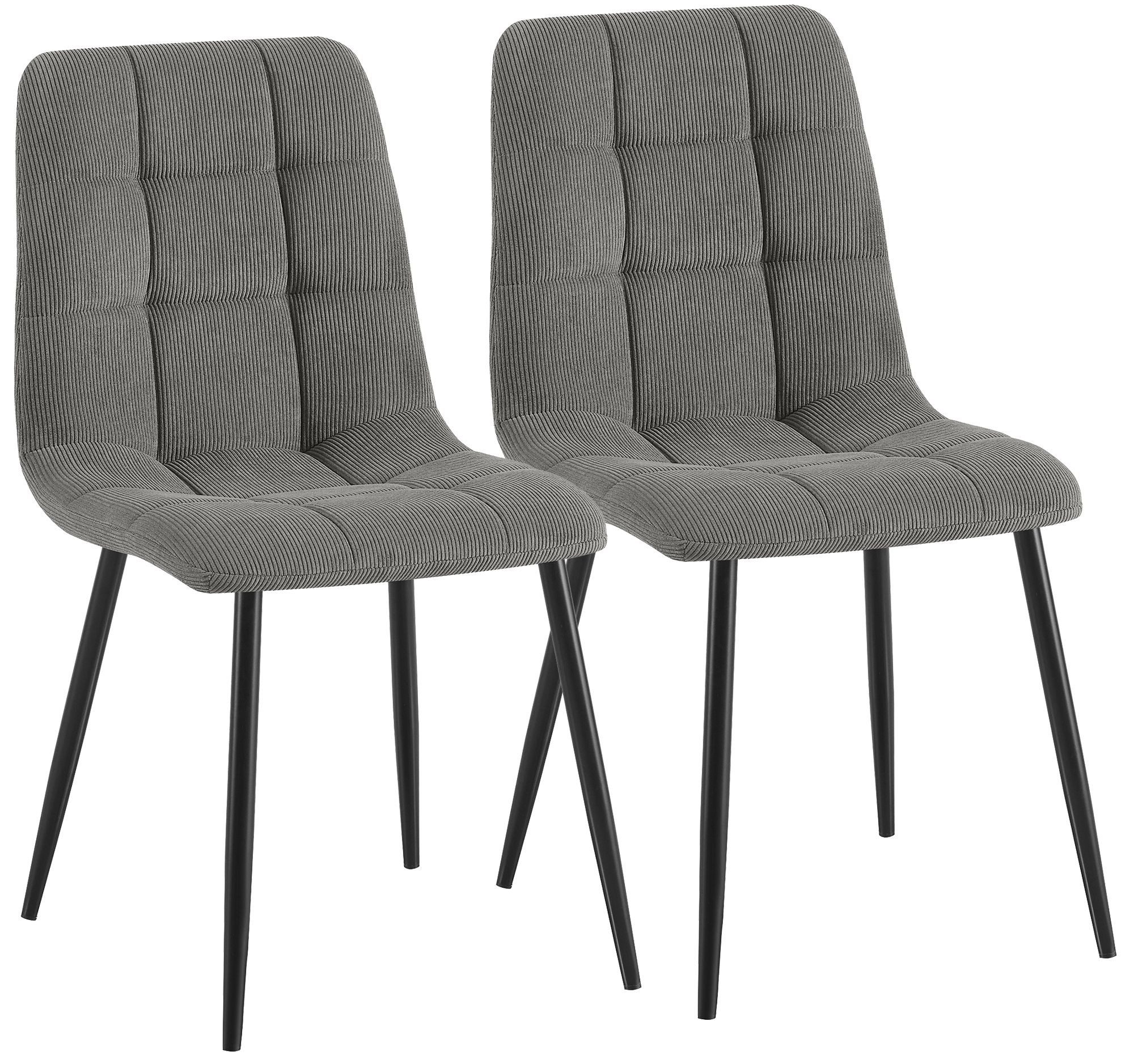 CLP Esszimmerstuhl Antibes (2er Set), Cordbezug, Metallgestell bis 150 kg