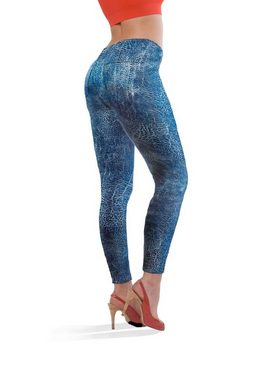 HSP Hanse Shopping GmbH Leggings SMART TEX® Damen Stretch Hose Gr. L 3er-Set Lederprint Slim Leggings