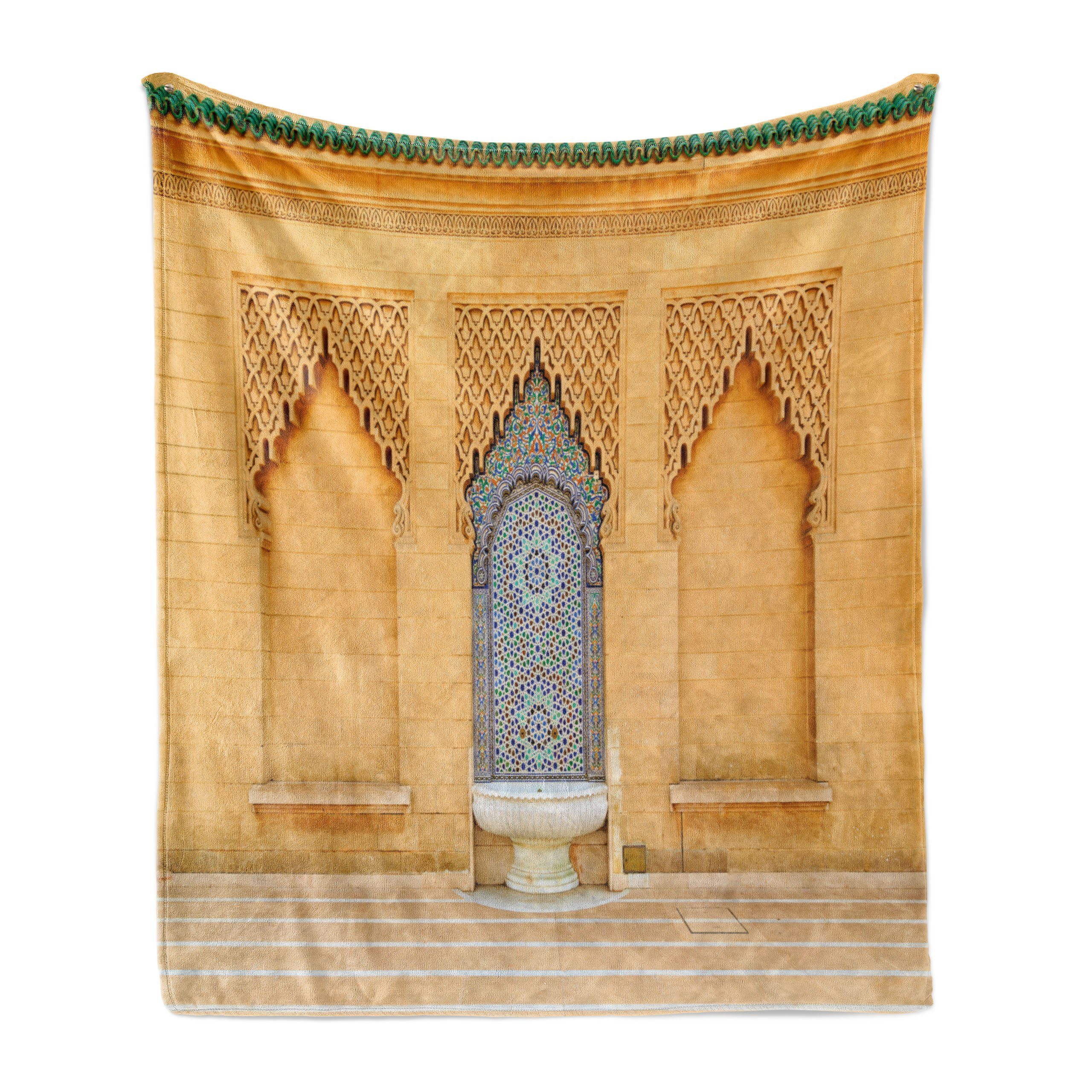 Wohndecke Gemütlicher Plüsch für den Innen- und Außenbereich, Abakuhaus, Die Architektur Moroccan Tile-Brunnen