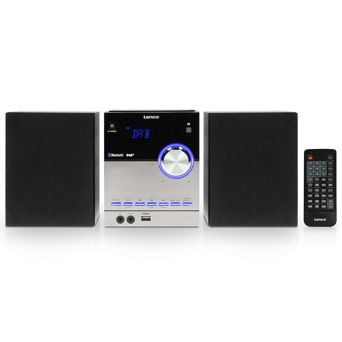 Lenco MC-150 Stereoanlage (Tabelle Radio, 20 W, DAB+/FM-Radio, CD/MP3, Bluetooth, USB, 2x 10W RMS)