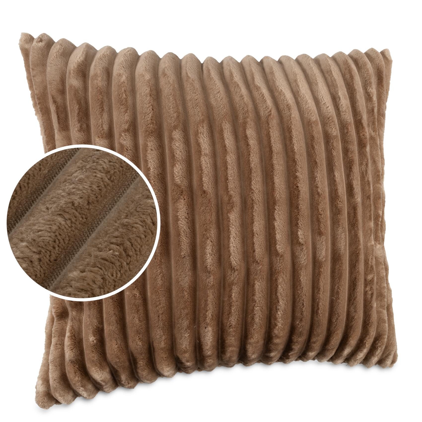 Kisska Dekokissen LILLI BIG CORD Velour Ambiente dekorieren, Kissenüberzug ohne Füllung BIG-Cord UNI 40x40cm Einfarbig Beige