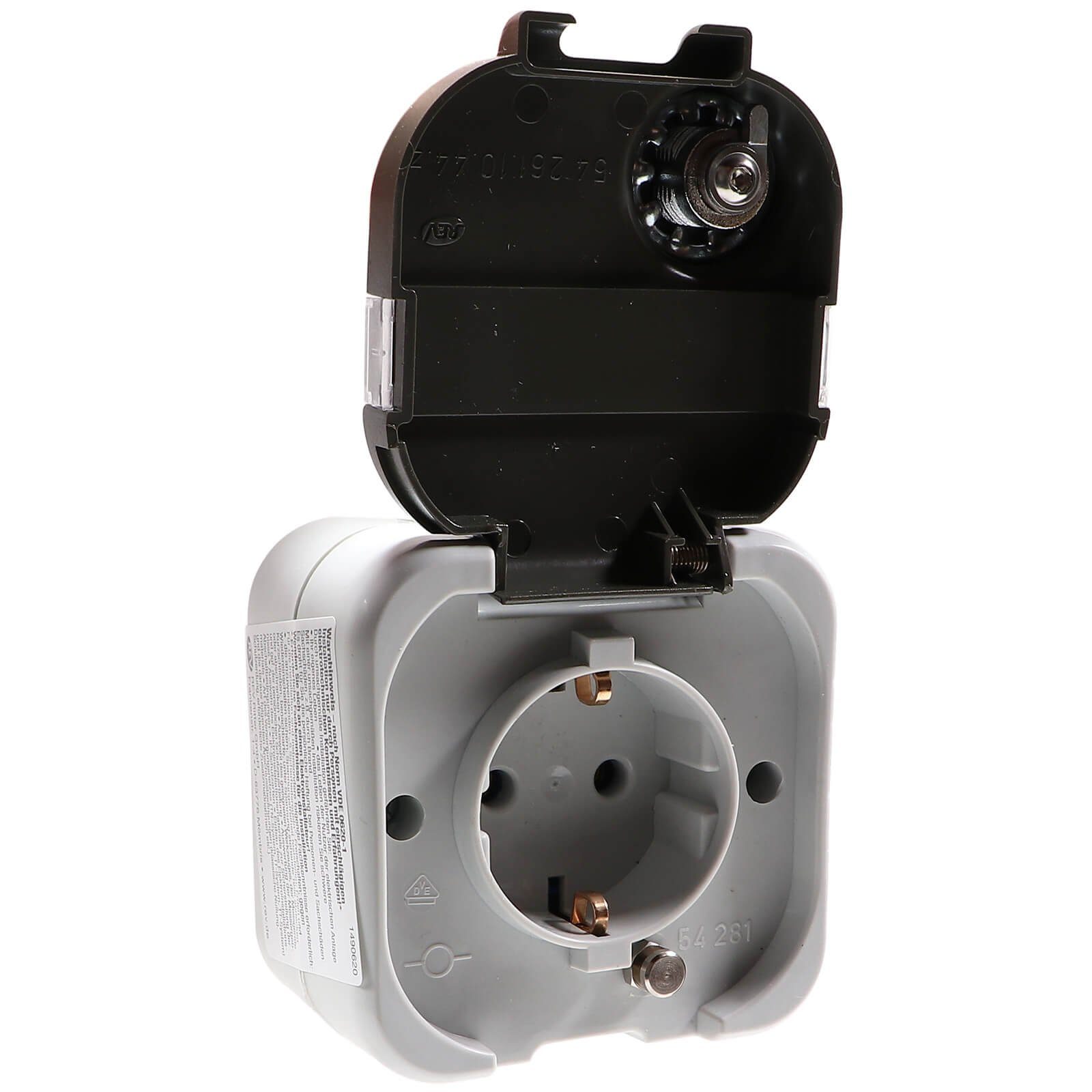 REV Ritter GmbH Aufputz-Steckdose REV AquaTop Feuchtraum Steckdose mit Schlüssel abschließbar IP44
