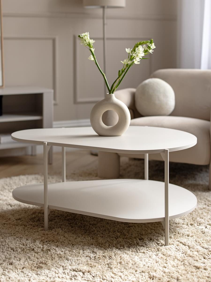 Compleo Couchtisch mit Regale PLAYAS, Modern Kaffeetisch für Wohnzimmer, 90 günstig online kaufen