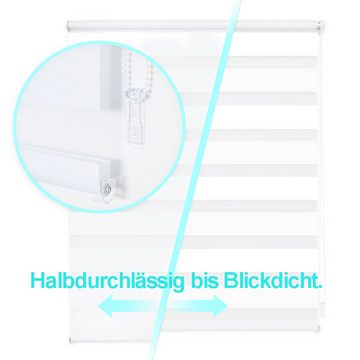 Doppelrollo Fensterrollos Ohne Bohren, Vkele, 130cm/160cm, klemmfix,klemmträger, Sonnenschutz, Lichtdurchlässig und Verdunkelnd.