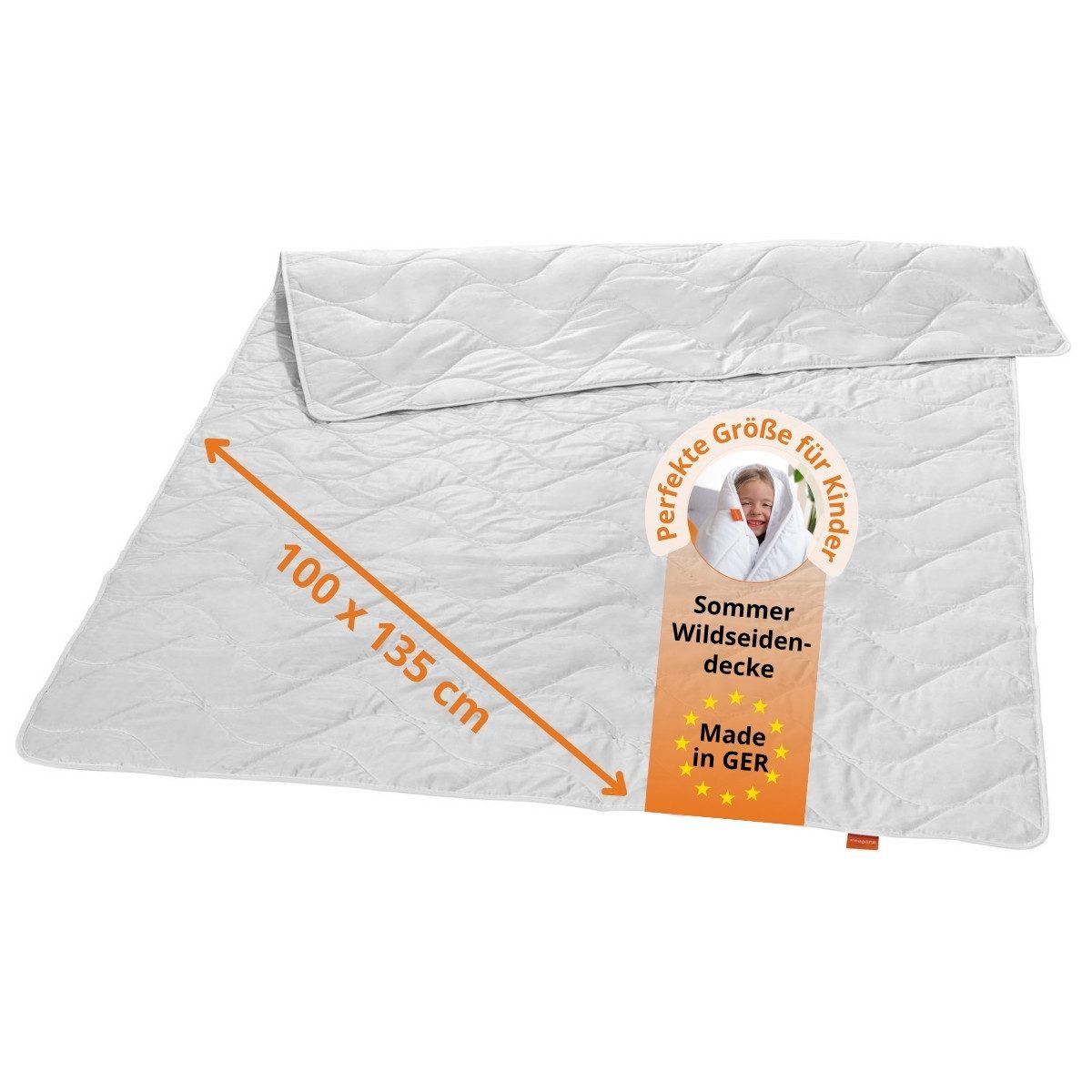 sleepling Sommerbettdecke Wildseidendecke, 135x200 cm, 155x220 cm und weitere Größen, Füllung: 100% Wildseide, Bezug: 100% Baumwolle, kühlend und feuchtigkeitsregulierend, Made in Germany