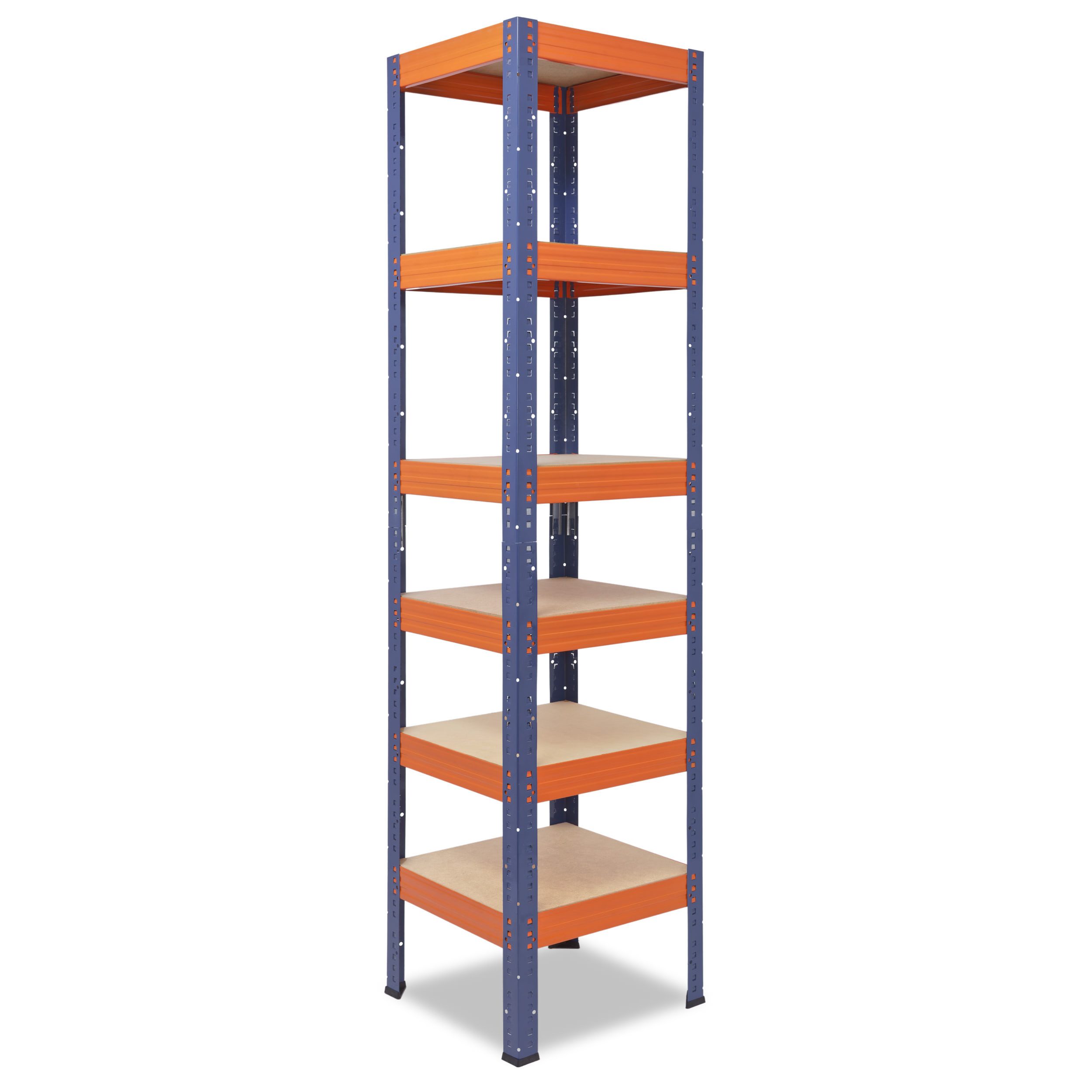shelfplaza Schwerlastregal PROFI, 180x50x50cm blau-orange, 6 Böden, Werkstattregal oder Lagerregal