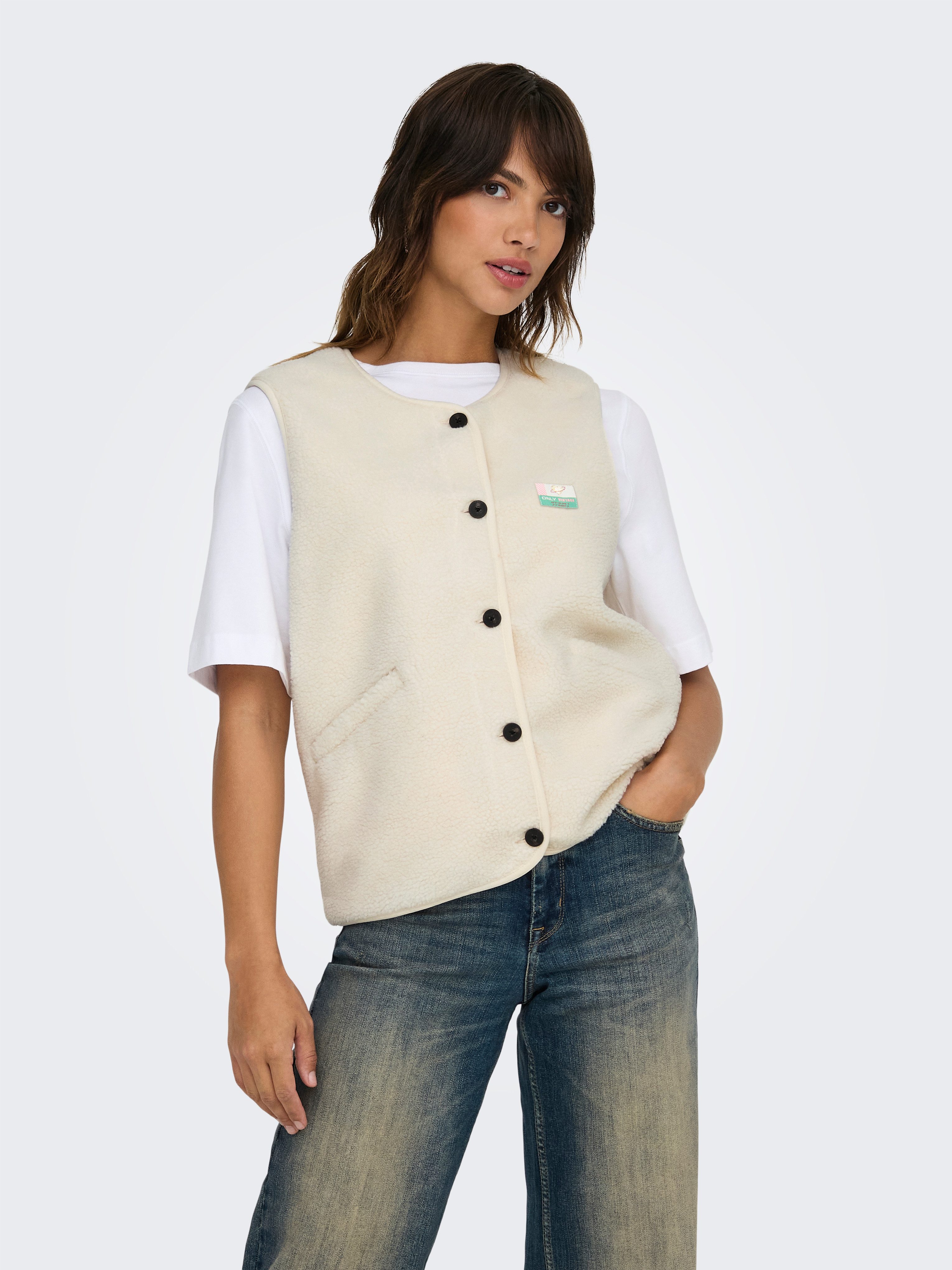 ONLY Plüschweste ONLBABY LIFE TEDDY VEST PNT CS Kunstfaser Plüsch