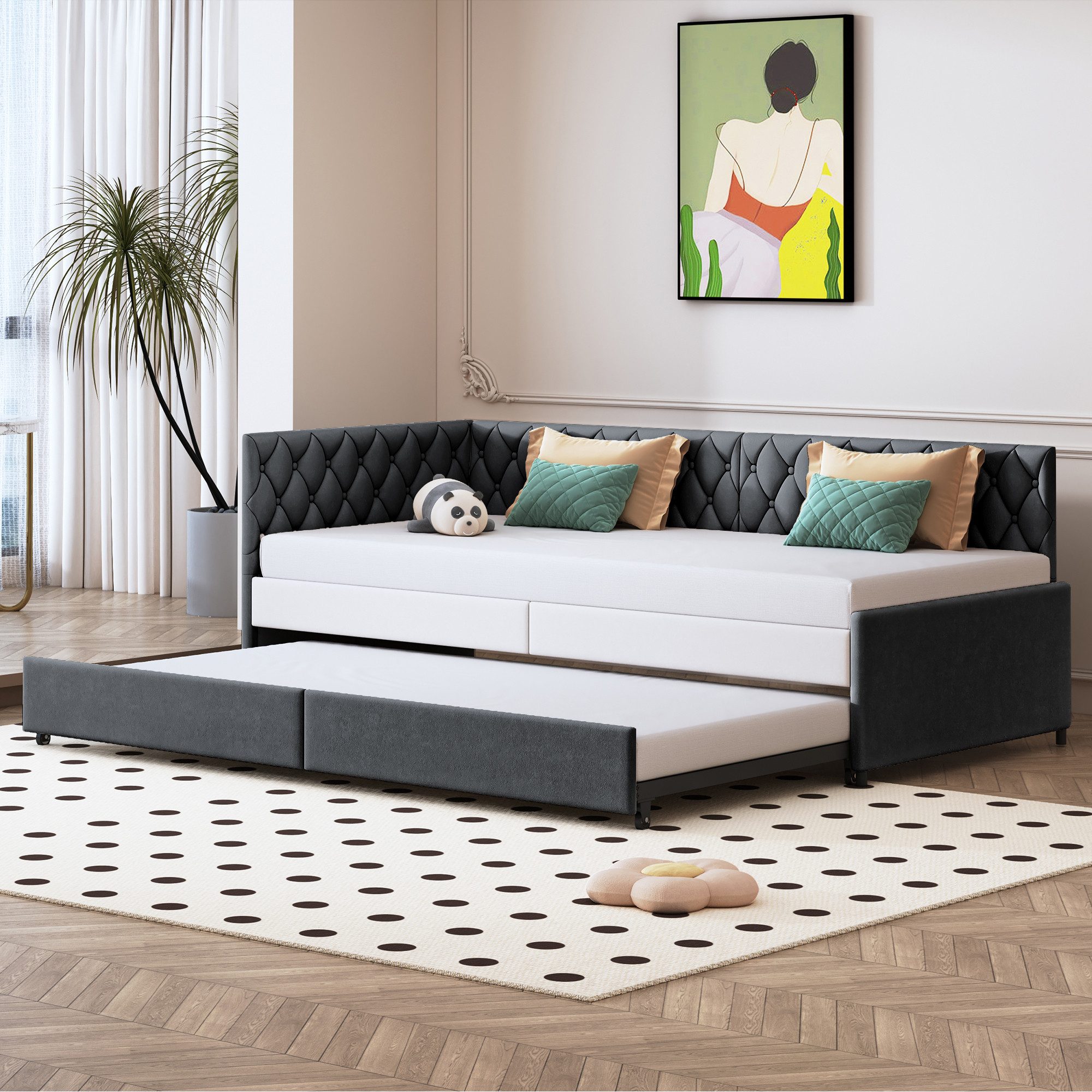 PXloue Schlafsofa Polsterbett Jugendbett, Multifunktionales L-förmiges günstig online kaufen