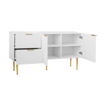 REDOM Sideboard Kommode (mit zwei Türen und zwei Schubladen), Lowboard mit besonderem Muster und Haptik, 135*40*75cm