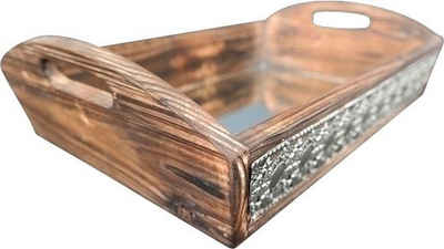 Myflair Möbel & Accessoires Tablett »Nassar«, Metall, Holz, Dekotablett mit Spiegel, in verschiedenen Größen erhältlich