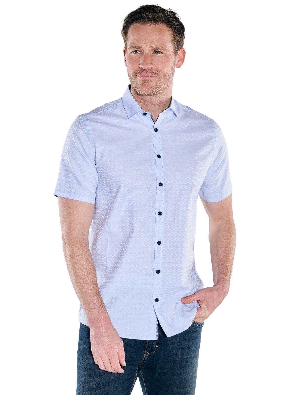Engbers Kurzarmhemd Herren Hemd "My Favorite", Hellblau – Bild 4 von 5
