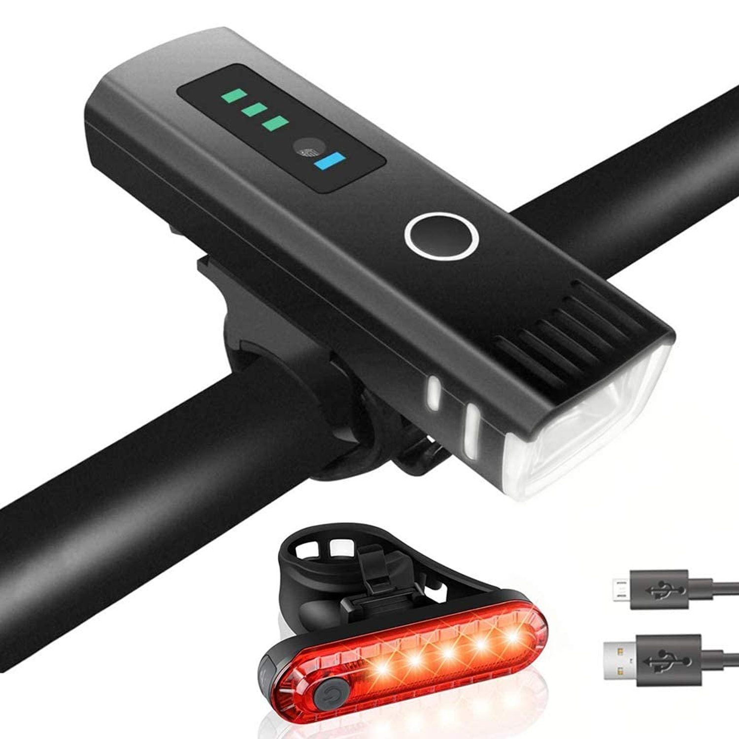 Wasserdicht LED Fahrradlampe Set USB Wiederaufladbare Smart Fahrrad Licht NEU 