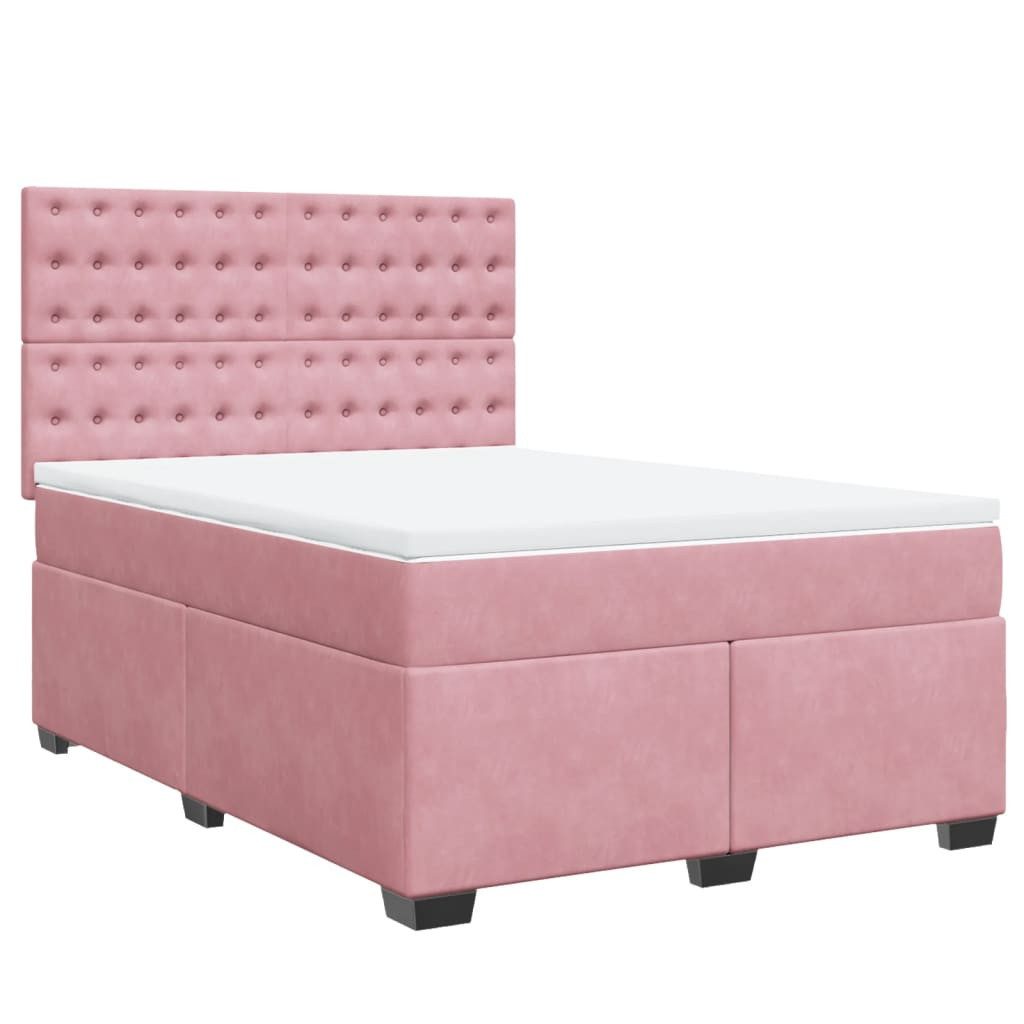 vidaXL Bett Boxspringbett mit Matratze Rosa 140x200 cm Samt