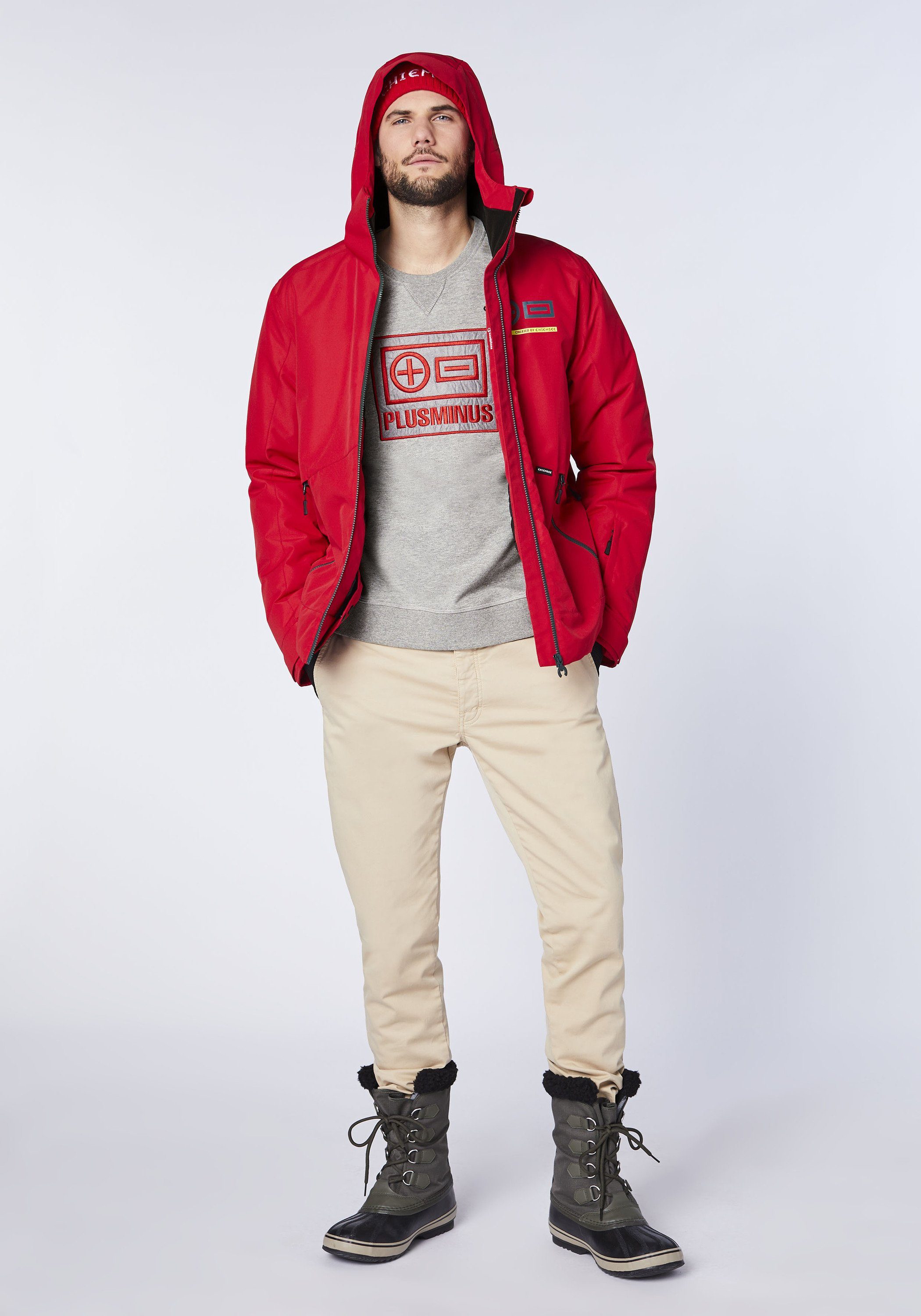 Herren Pullover Chiemsee Sweatshirt im trendigen PlusMinus-Design (1-tlg)
