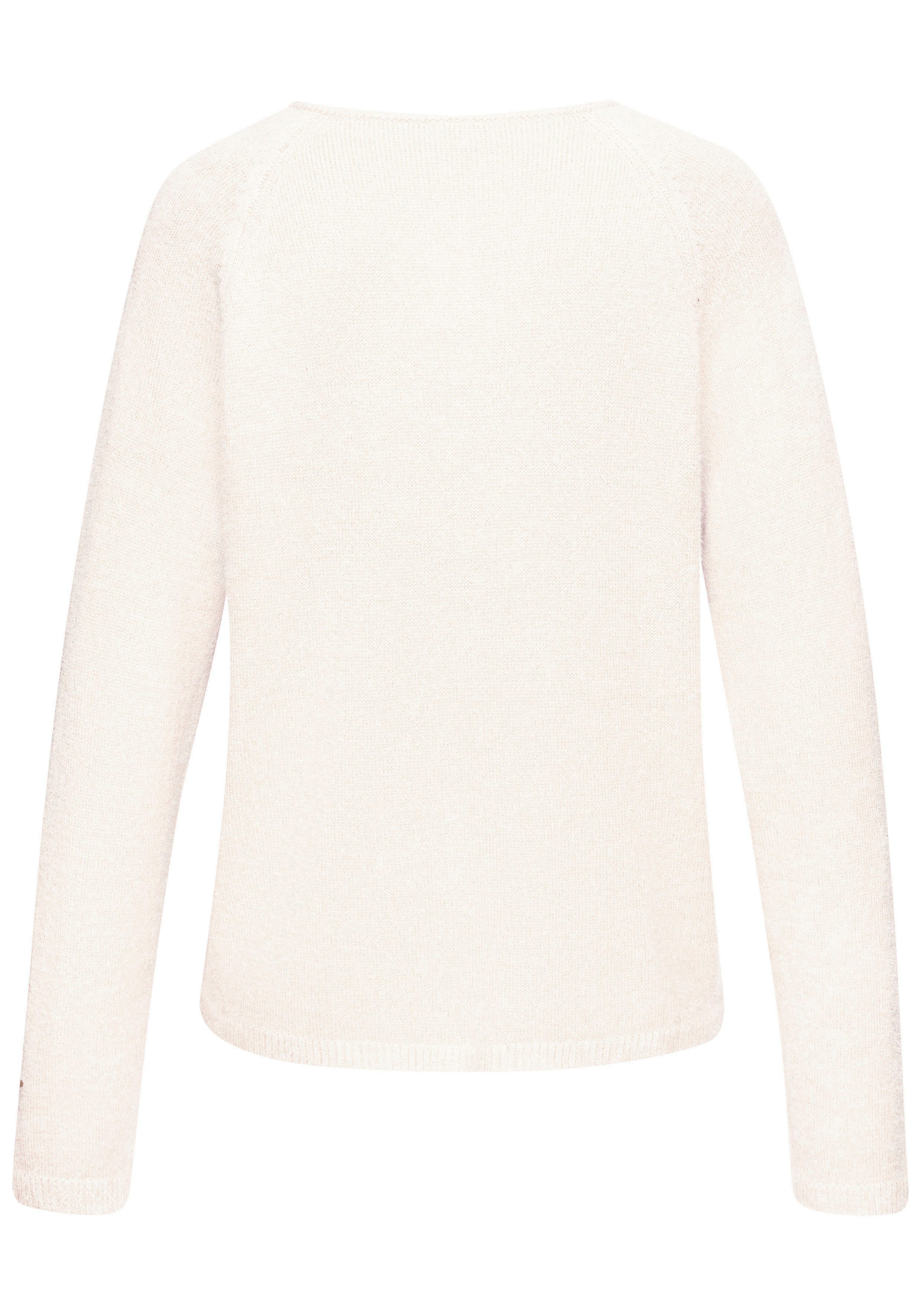 Buffalo V-Ausschnitt-Pullover mit modischer Melange-Optik, weicher Strickpullover, elastisch