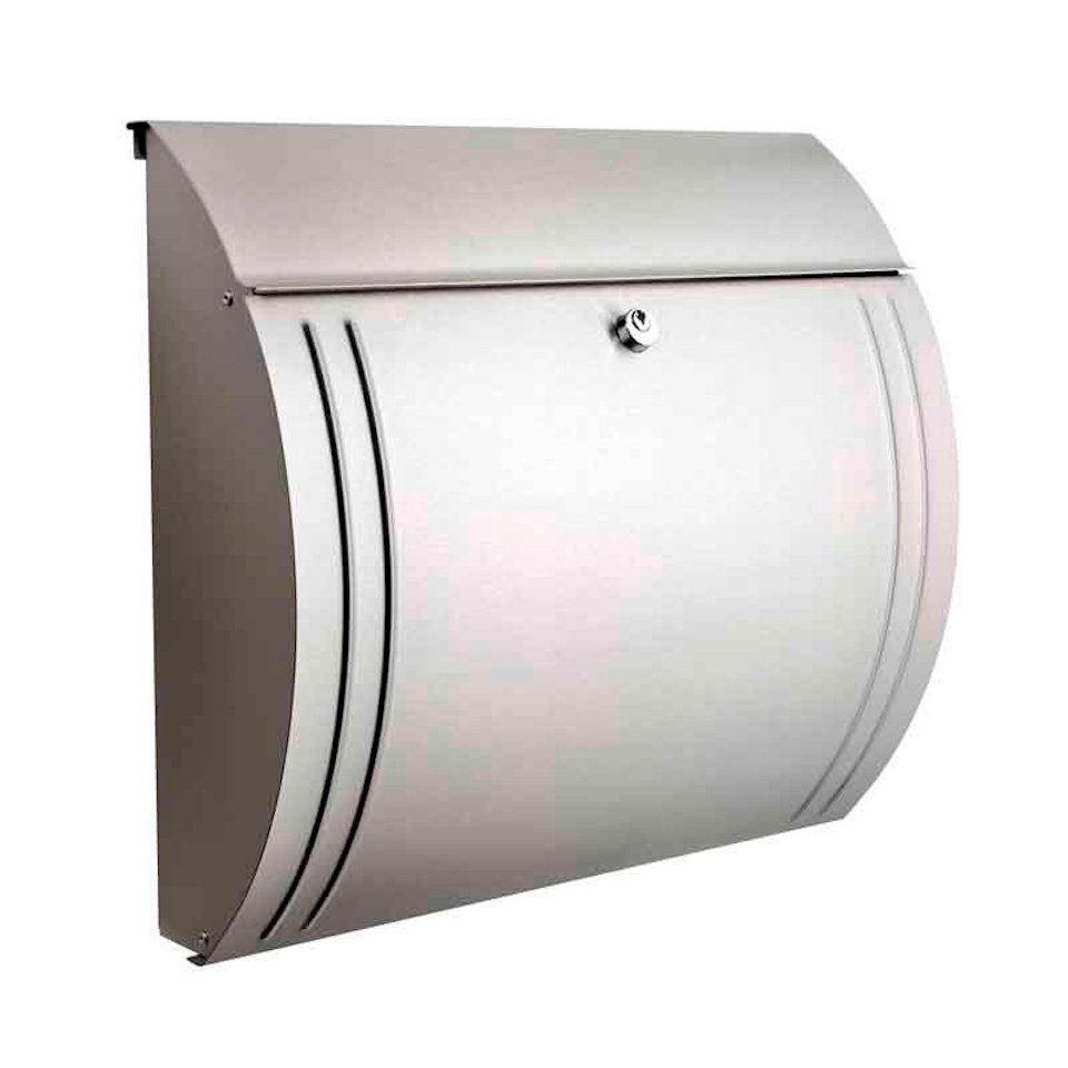 PROREGAL® Wandbriefkasten Eleganter Briefkasten Modena aus verzinkten Stahl, 15,3L, Weiß Edelstahl