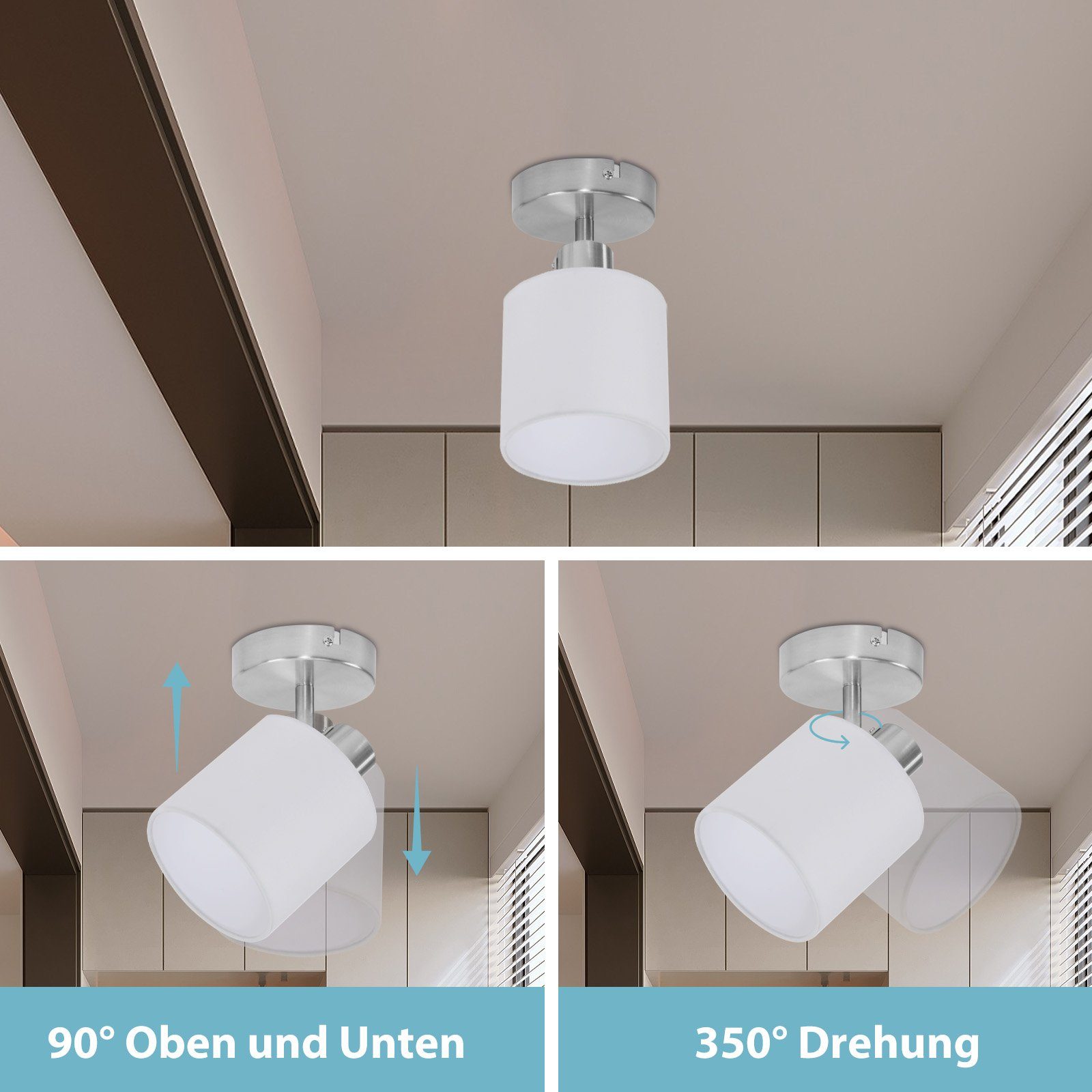 ZMH Deckenstrahler Deckenleuchte Vintage Schwenkbar 350° E14 Wohnzimmer, Au günstig online kaufen