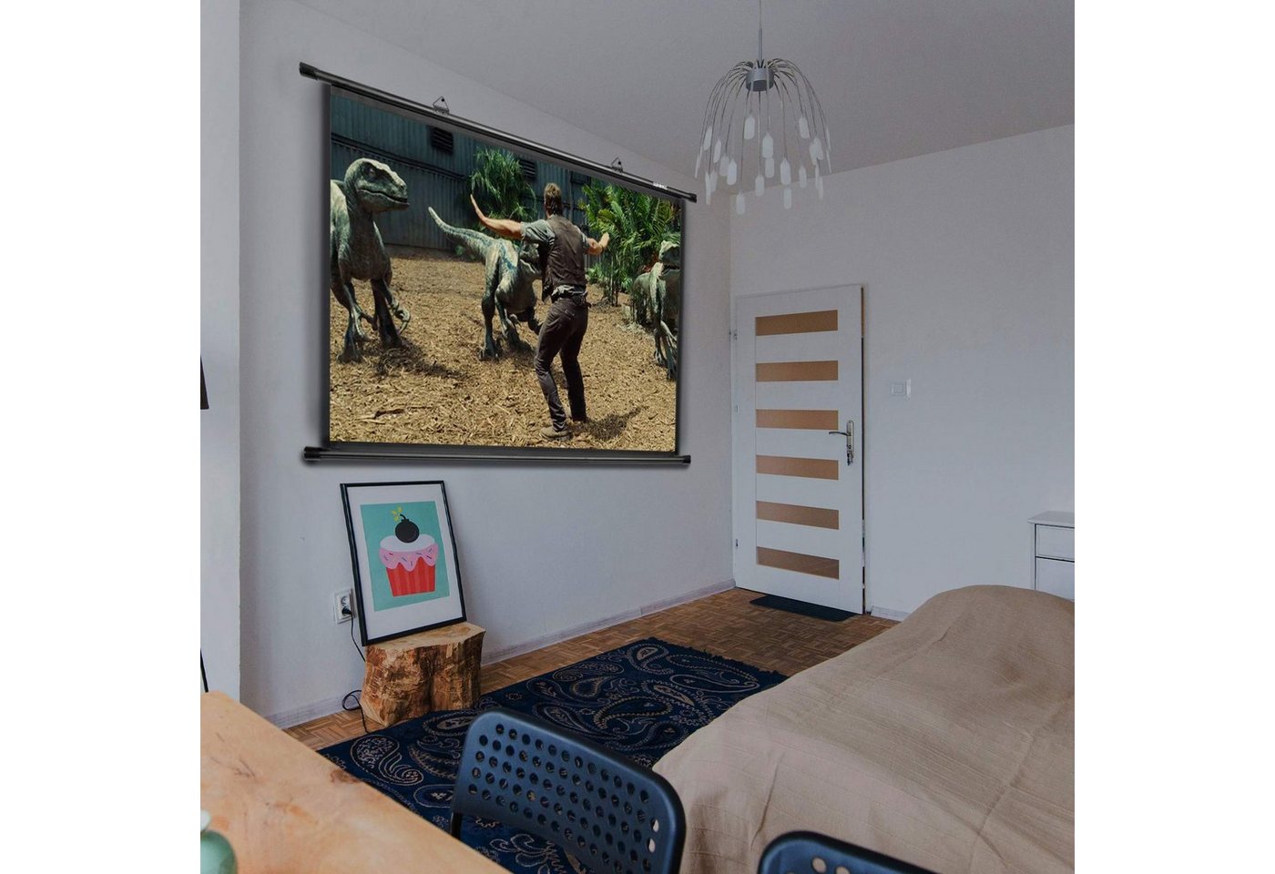 Thumbnail - Duronic Leinwand, BPS80 Leinwand, 4:3 Hängeleinwand 80" Zoll 163 x 122 cm, Heimkino mit 4K Full HD 3D, Gain 1.0, Projekt...